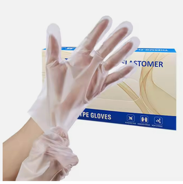 Disposable TPE Food Safe Grade Gloves Transparent Clear Plastic come in with box