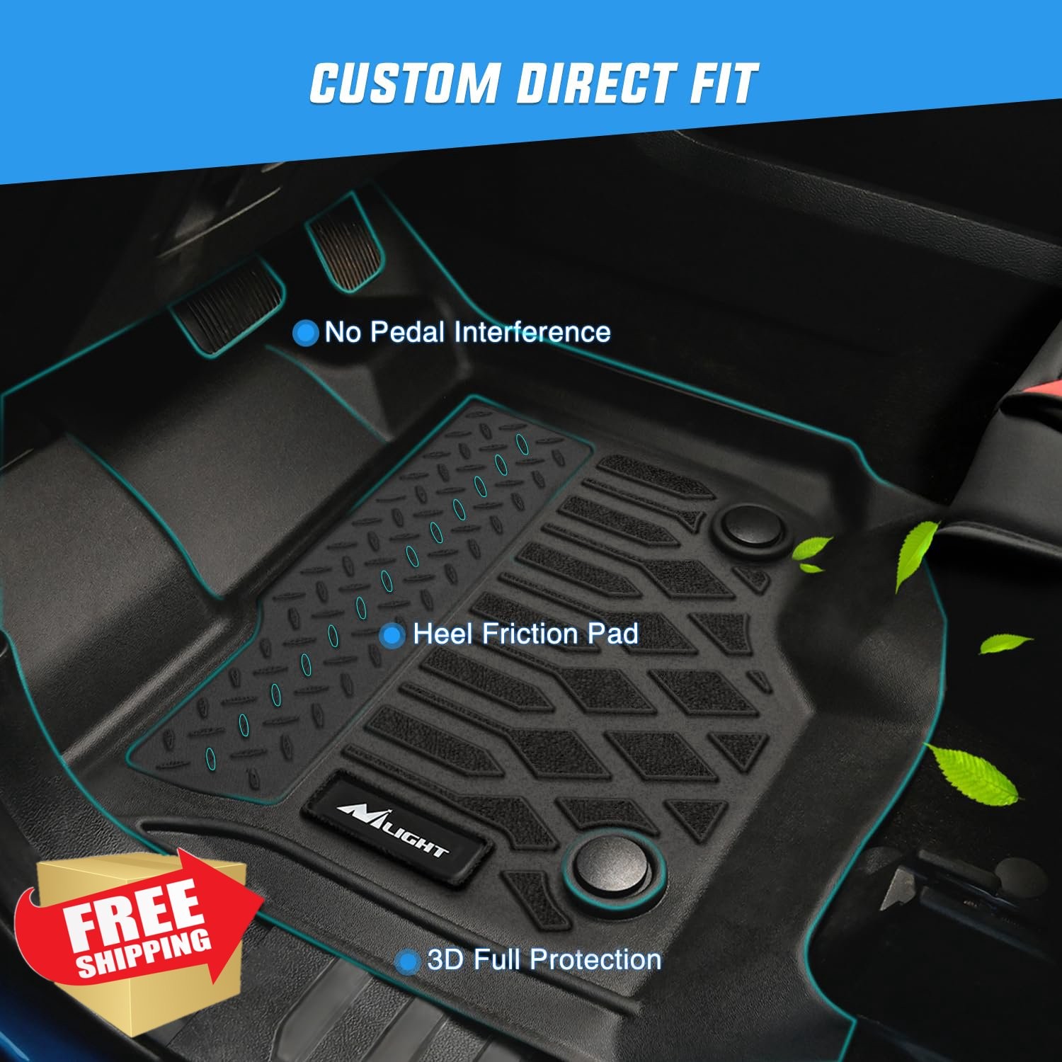 Nilight TPE Floor Mats Volvo VNL VT Models 2004-2018 All Weather Liners