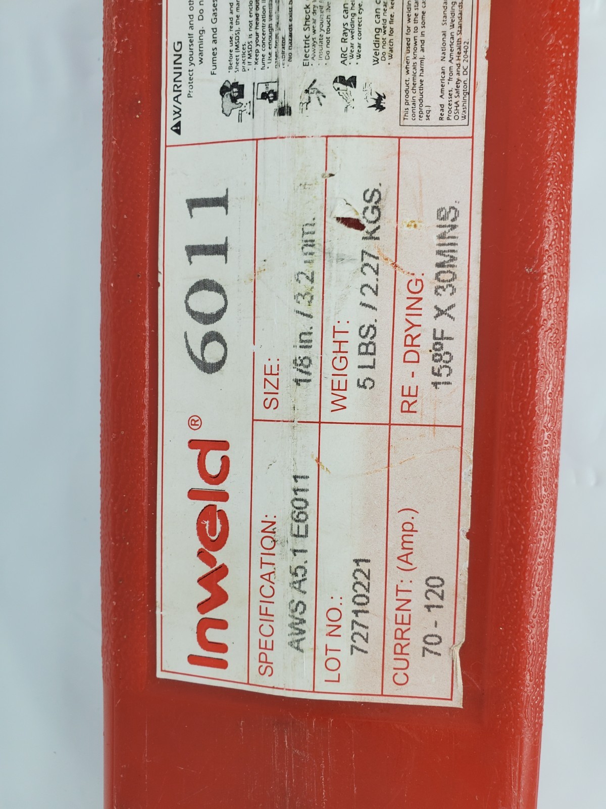E6011 1/8″ 5Ibs Stick Welding Electrode 6011 Welding Rods 1 Pack 70 Sticks