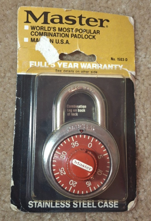 NOS MASTER LOCK COMBINATION PADLOCK No. 1503-D