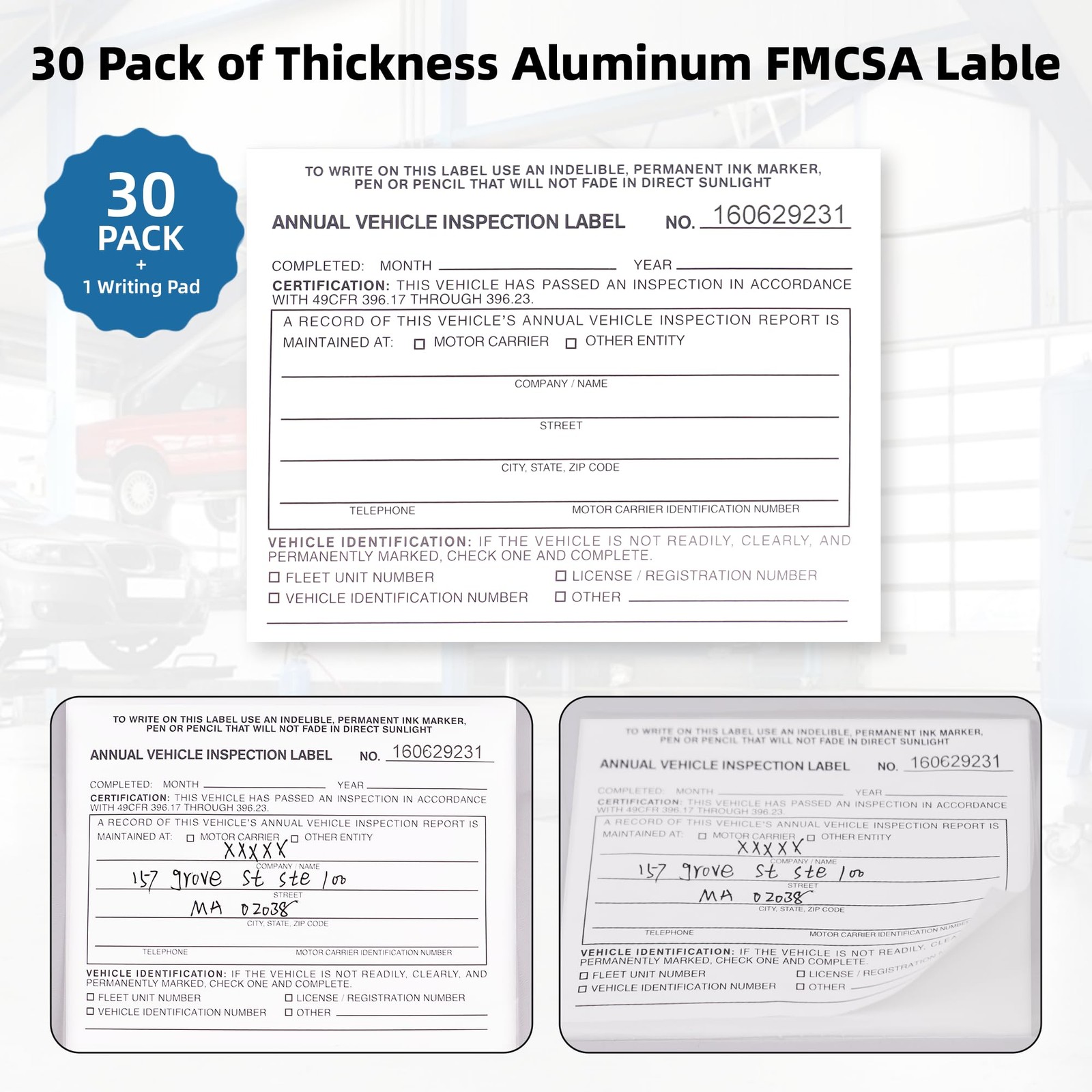 Annual Vehicle Inspection Report Form 3-Ply Carbonless DOT Vinyl 30PK