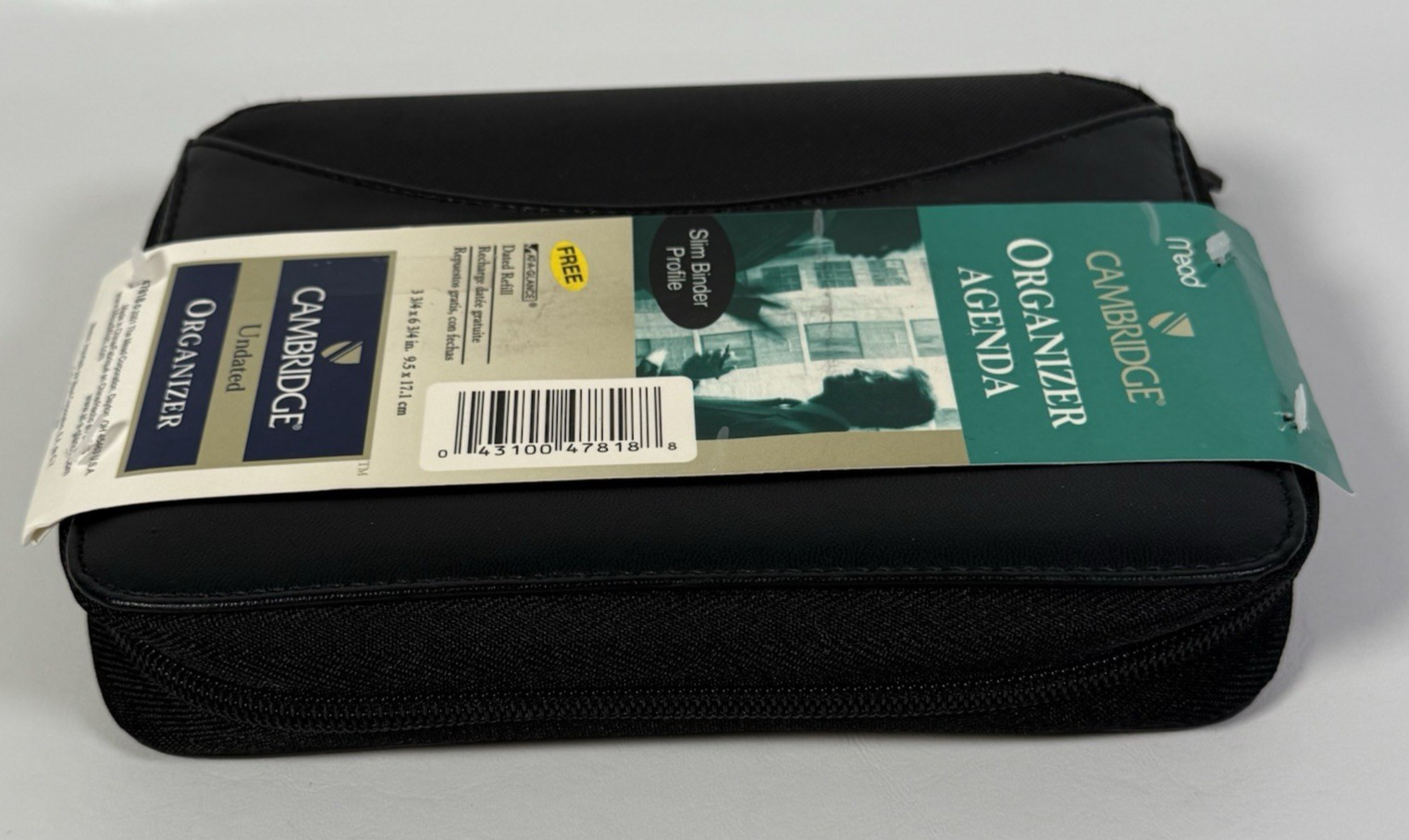 Cambridge Mead Organizer Undated Planner Slim Binder Calendar Black Faux Leather