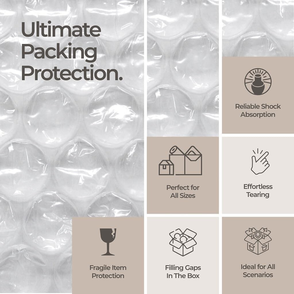2 Pack Bubble Cushion Wrap 12″ x 175 FT – Ideal for Packing & Moving