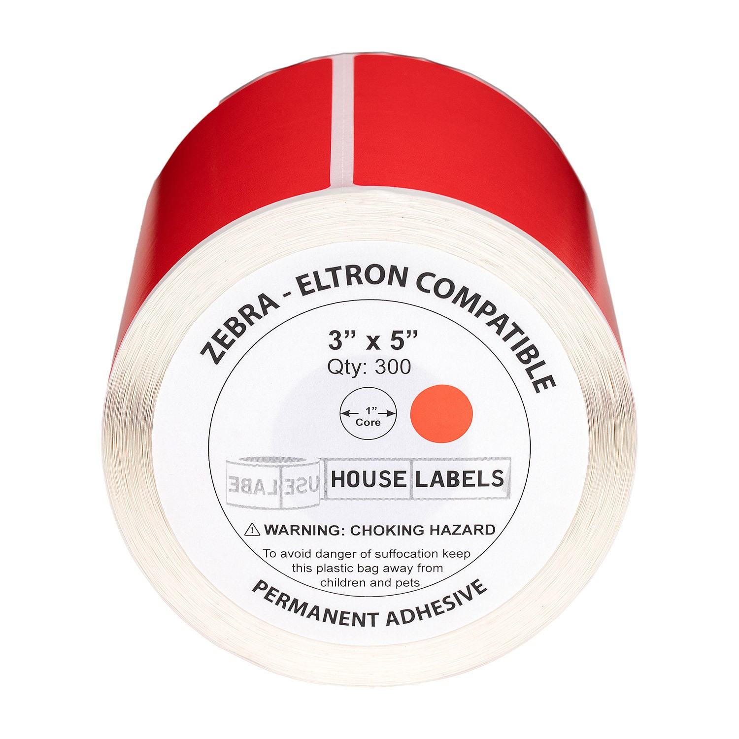 HOUSELABELS 3″x5″ Direct Thermal RED Labels, 1″ Core – 6 Rolls