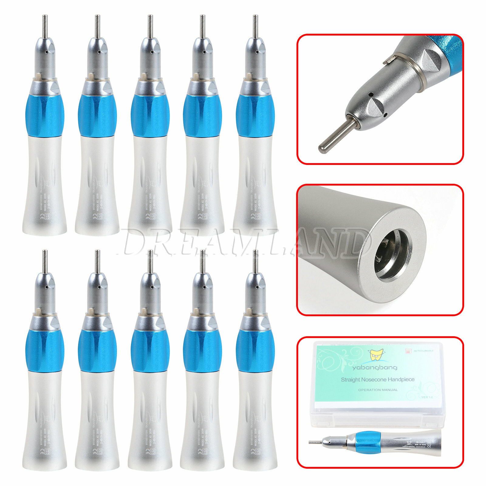 10* NSK Style Dental Straight Nosecone Handpiece Slow Low Speed E-type USA YB-EX