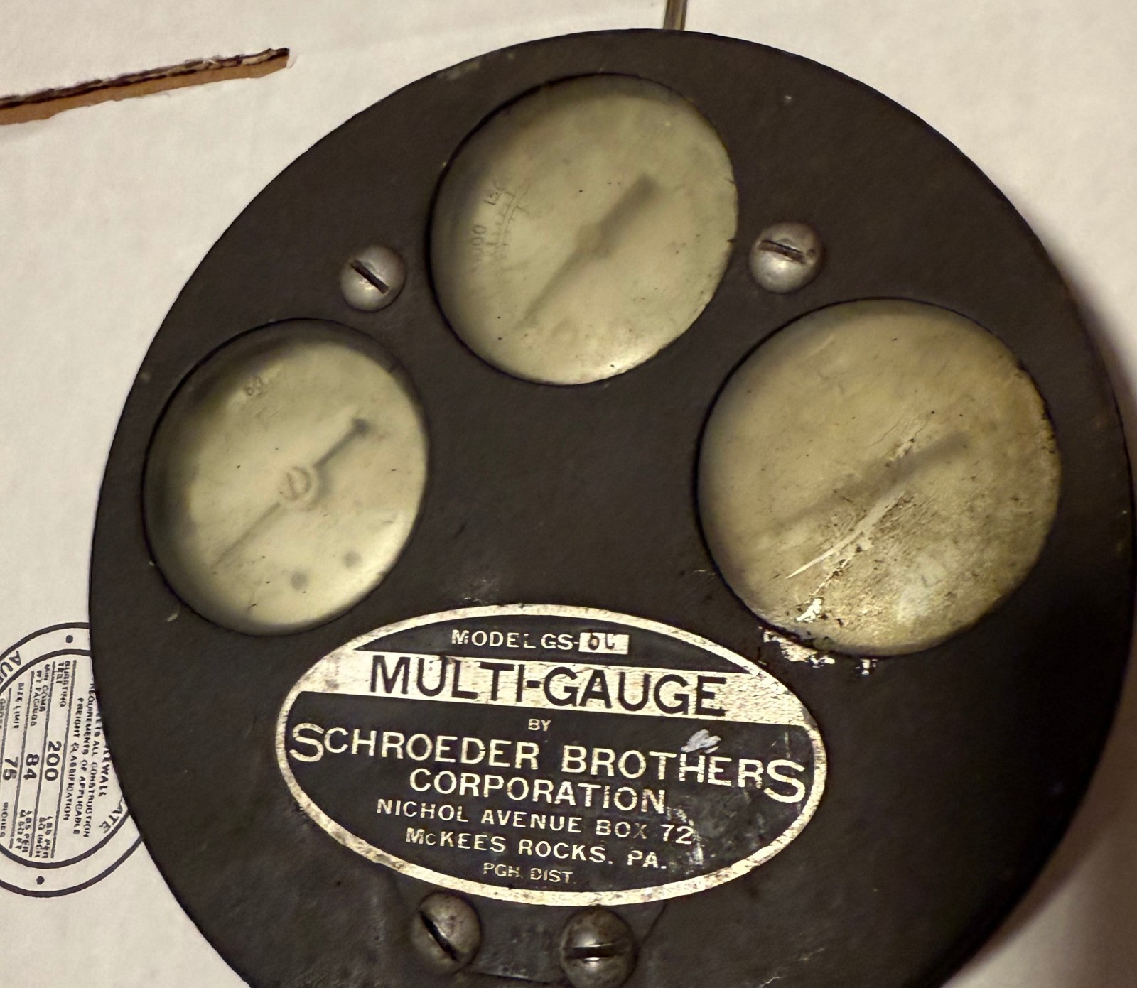 vintage SCHROEDER BROTHERS MULTI-GAUGE MODEL GS 5C as-is, untested