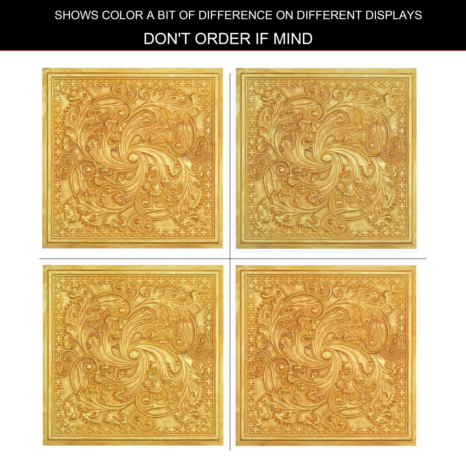 Artistic 3D Ceiling Tile Embossed Interior Wall Panel PL62 golden 10pcs/lot