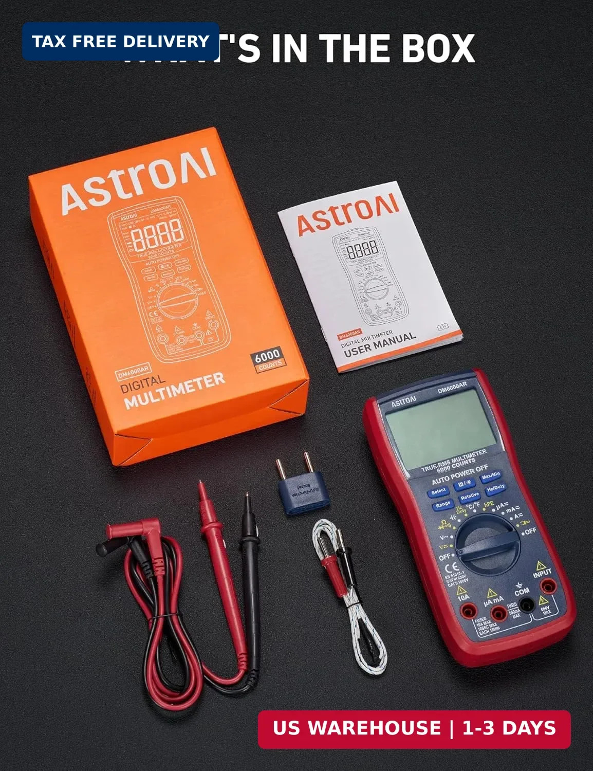 AstroAI Digital Multimeter, True RMS 6000 Counts Auto-Ranging Volt Meter for Aut