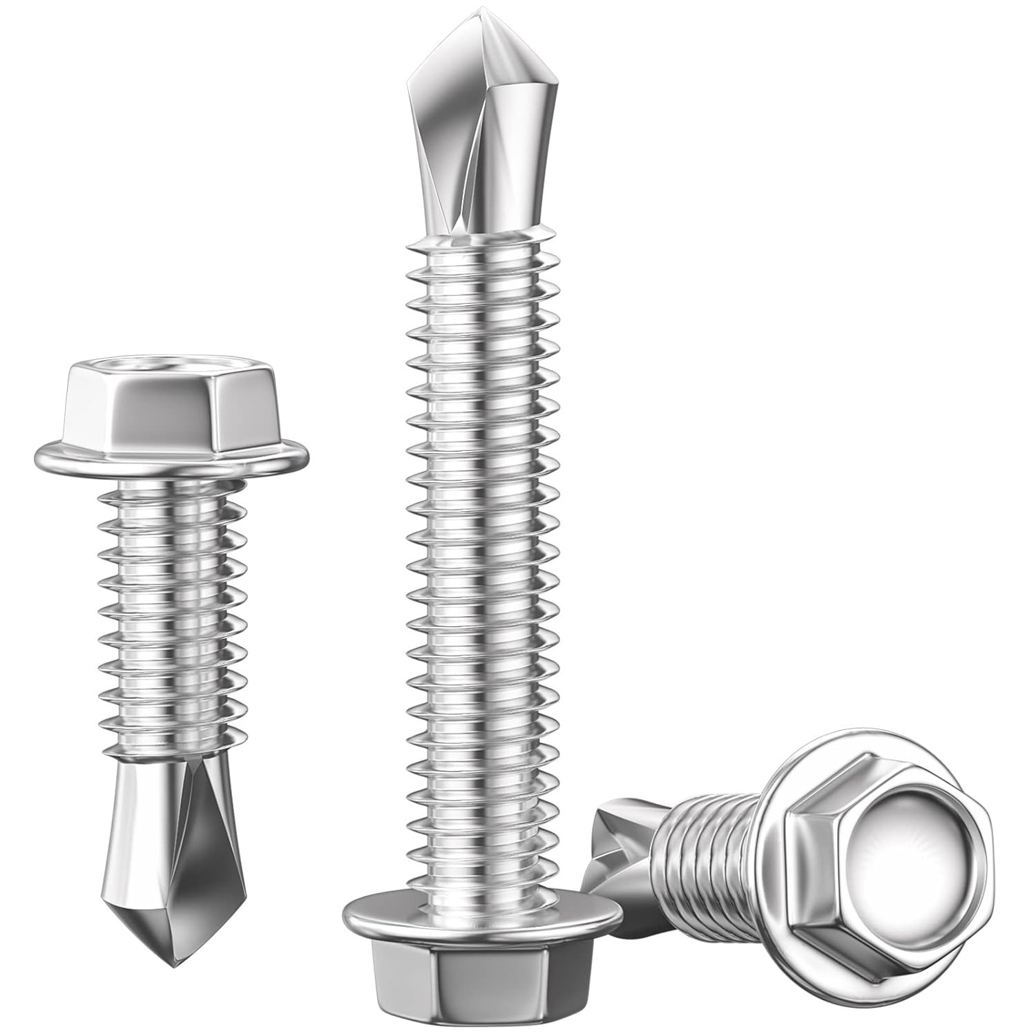 300Pcs Hex Washer Head Self Drilling Screws, 410 Stainless Steel Metal SheetS…