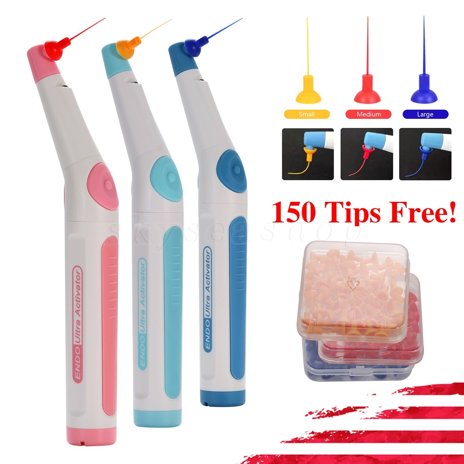 Dental Wireless Ultrasonic Activator Endo Ultra Activator with 150 Tips 3 Colors
