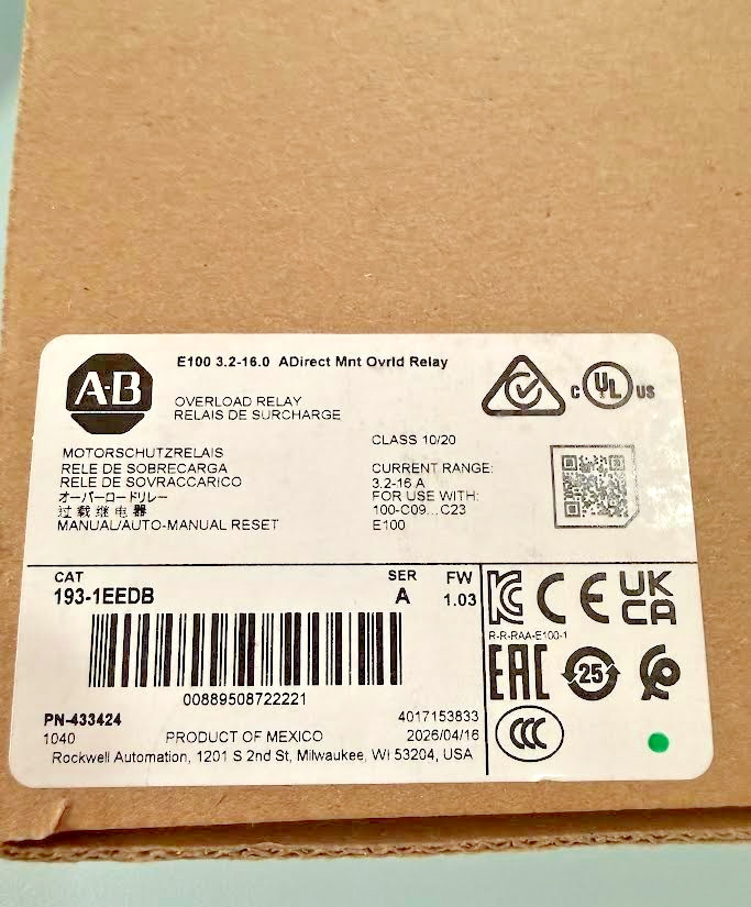 Allen-Bradley 193-1EEDB E100 Electronic Overload Relay 3.2-16A (NEW IN BOX)
