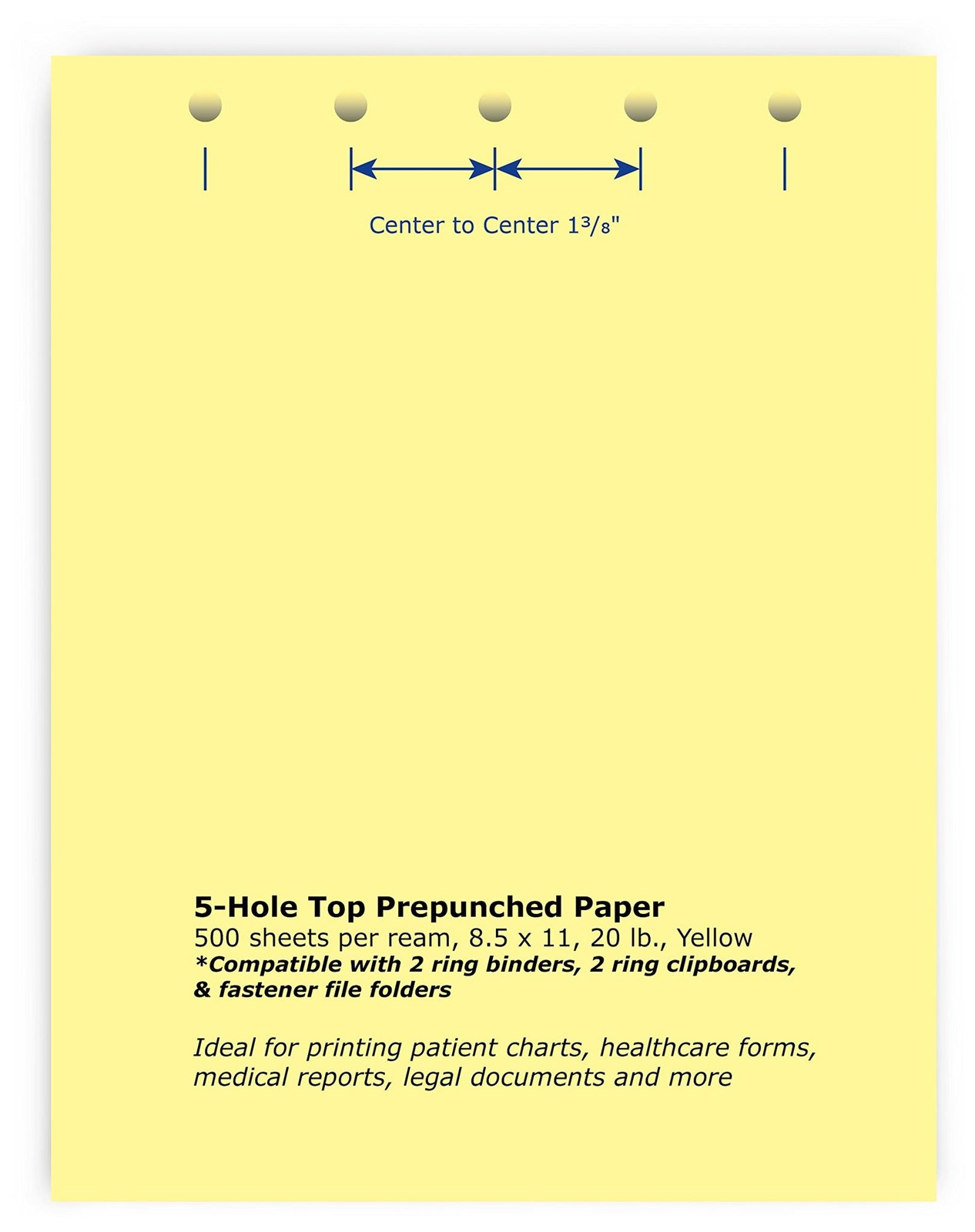 PrintWorks Professional Pre Punched Paper, 5 Hole Punch Top For Top Punch Binder