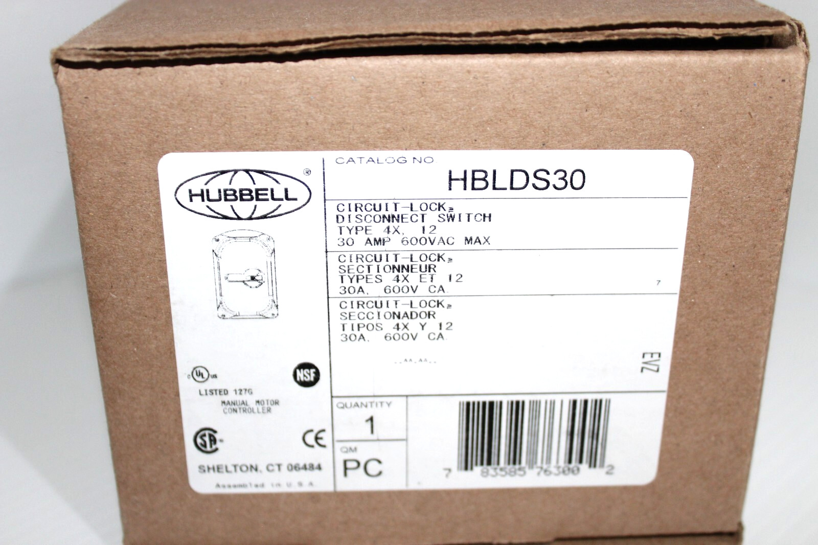 ⭐NEW IN BOX⭐ HUBBELL HBLDS30 CIRCUIT LOCK 30-Amp DISCONNECT SWITCH 600V 30A