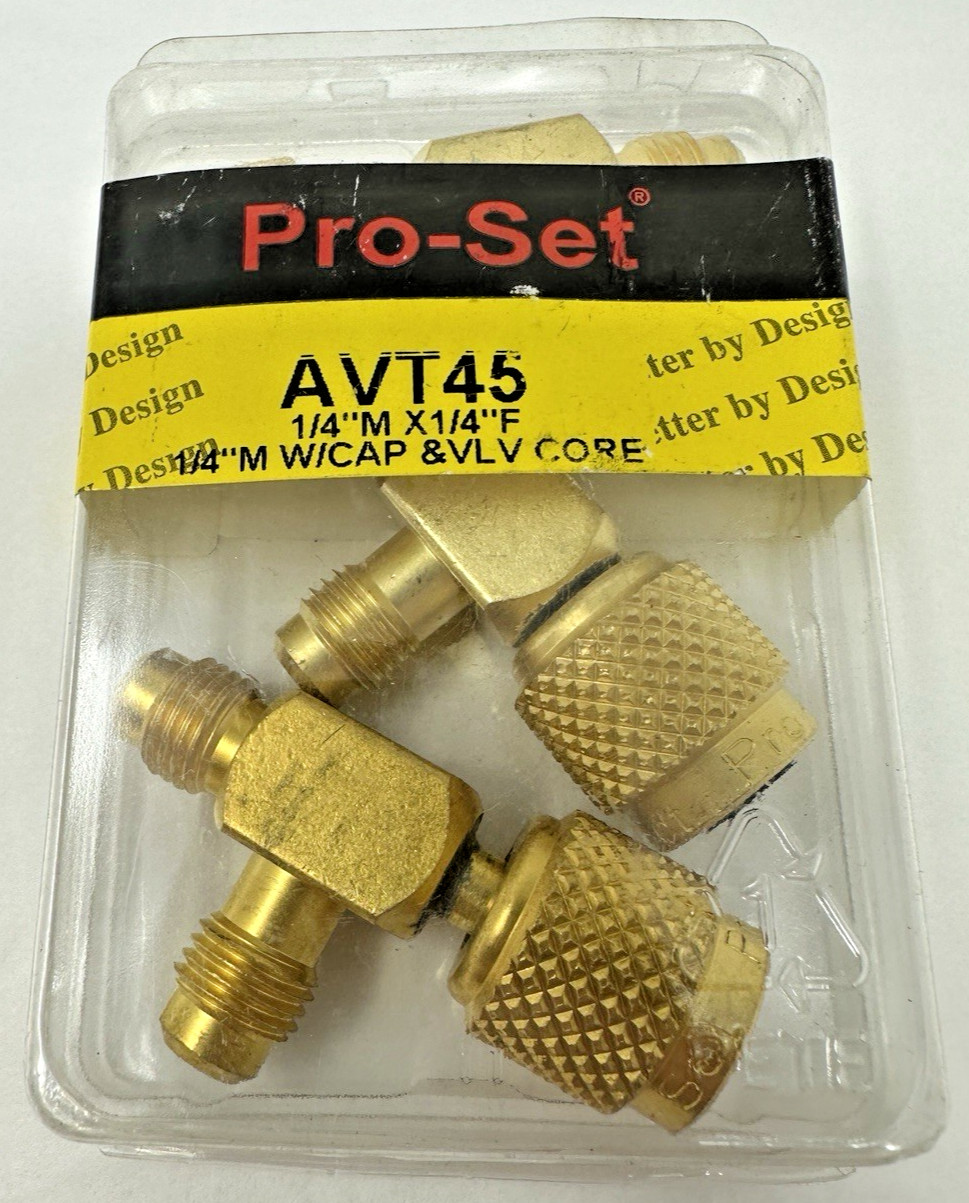 Lot of 3 PRO-SET Access Valve Tee AVT45 1/4″ SAE Female Knurl x 1/4″ SAE Male