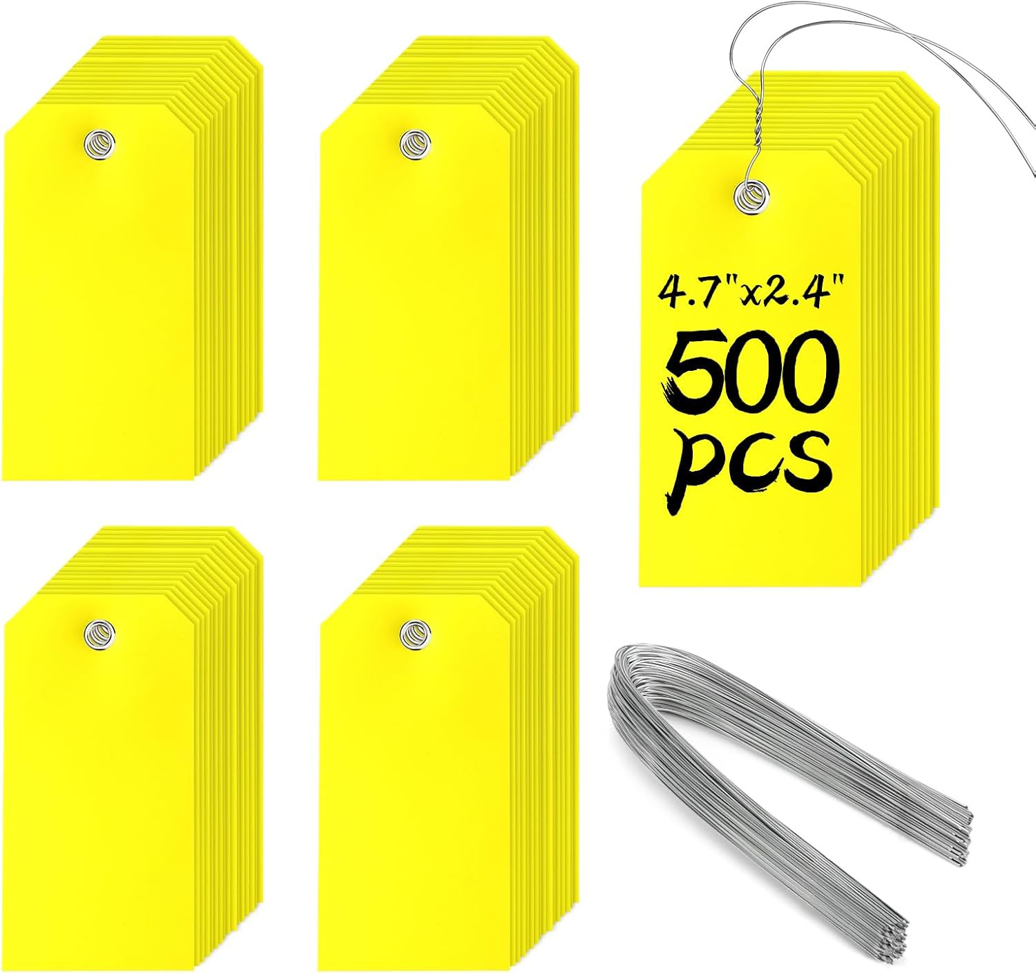 500 Pieces Plastic Shipping Tags with Wire Waterproof Hang Tags Heavy Duty Label