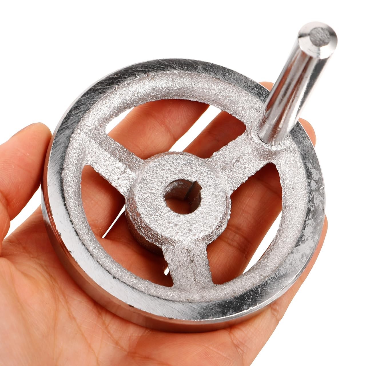Cast Iron Handwheel Chrome Plating Square Edge Crank Handle 3.07×2.95×2.95 In