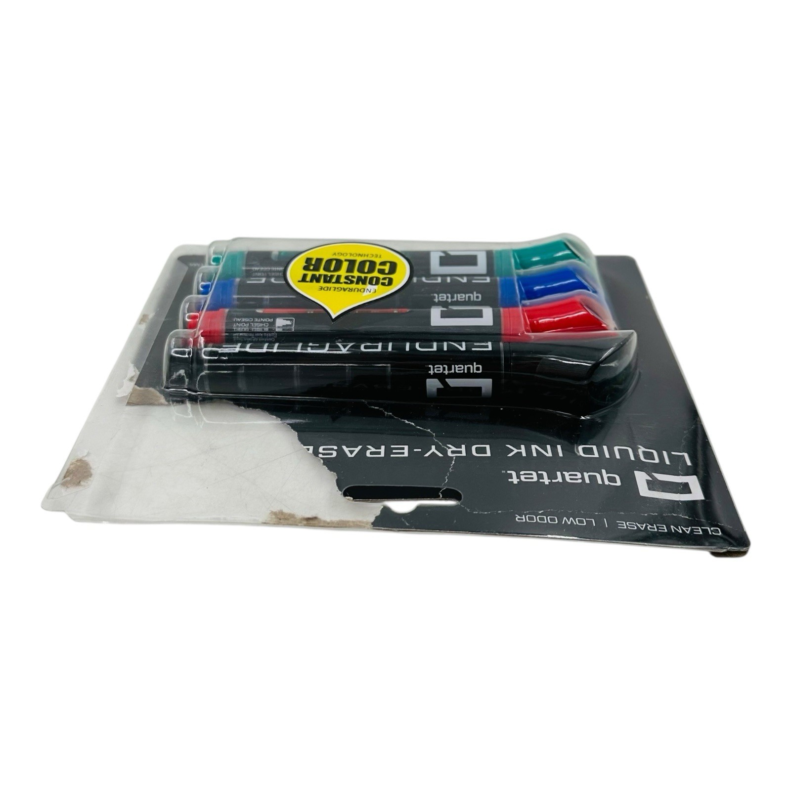 4 Markers Quartet Liquid Ink Dry Erase Markers Black, Red, Blue, Green Chisel