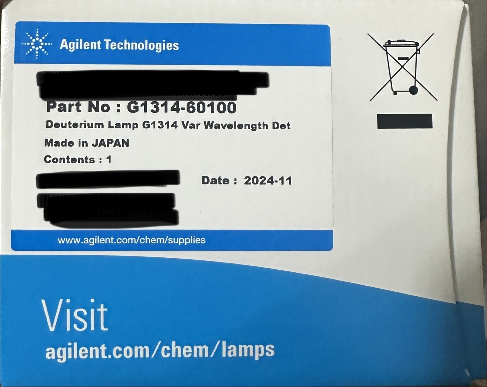 brand new original agilent deuterium lamp G1314-60100
