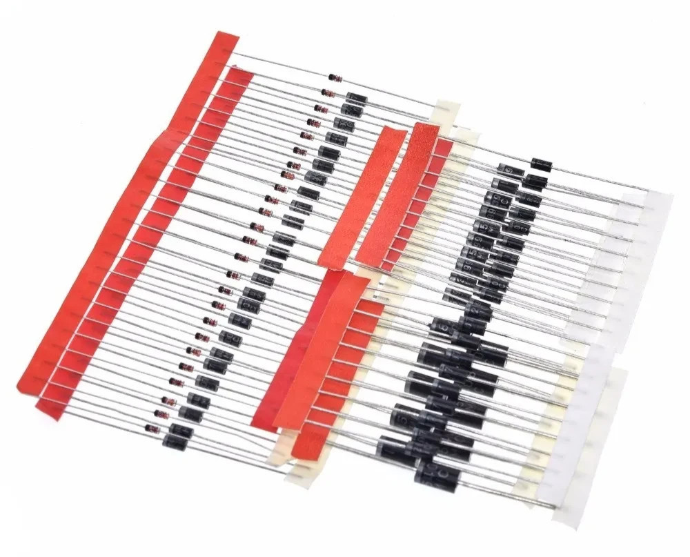 100pcs 1N4148 1N4007 1N5819 1N5399 1N5408 1N5822 FR107 FR207 Diode Assorted Kit