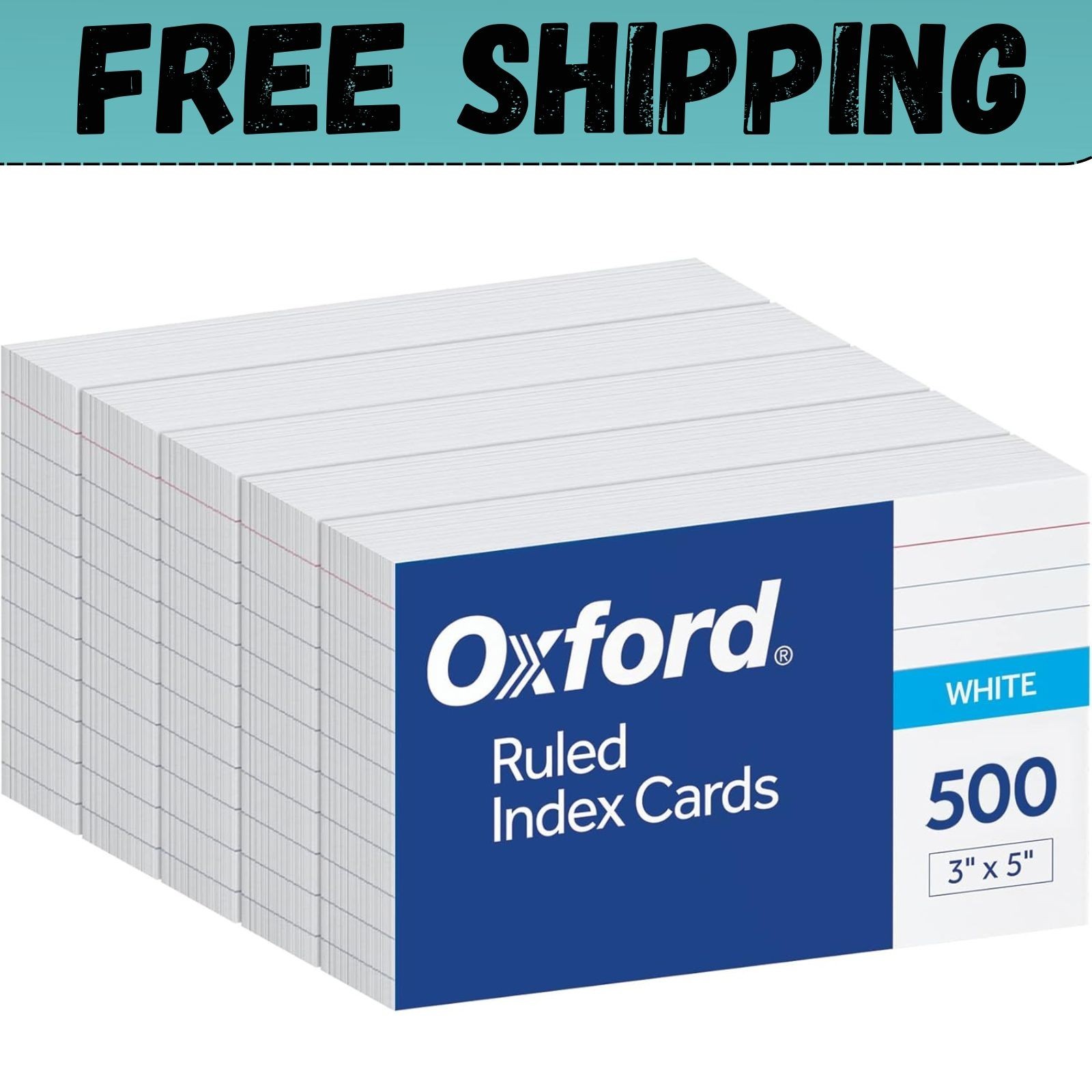 Index Cards, 3 x 5 Inches, White, Lined on Front, Blank on Back 500 Count 5 Pack