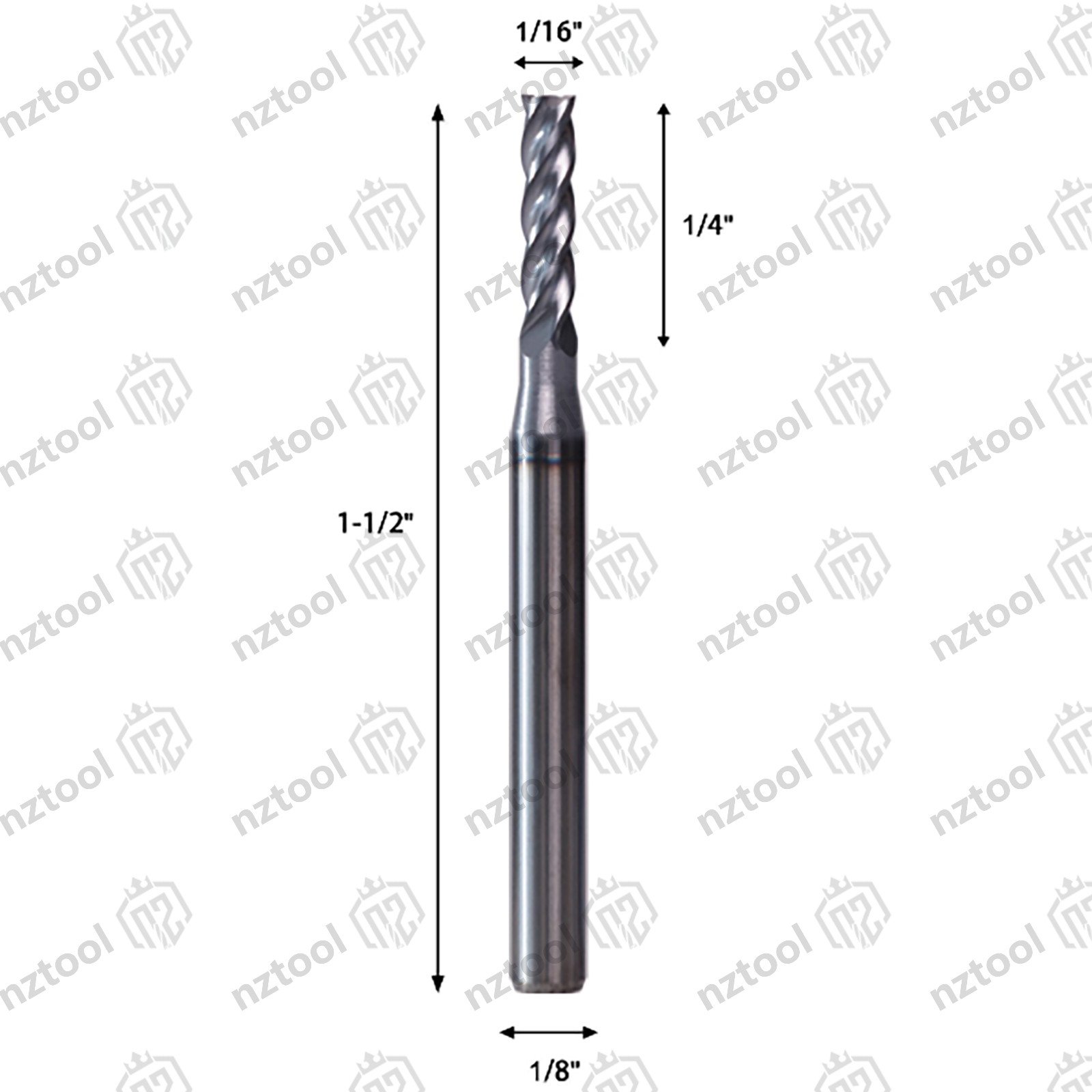 10 PCS 4 Flute 1/16″ x 1-1/2″ Overall Length Carbide End Mill -AlTiN Coated