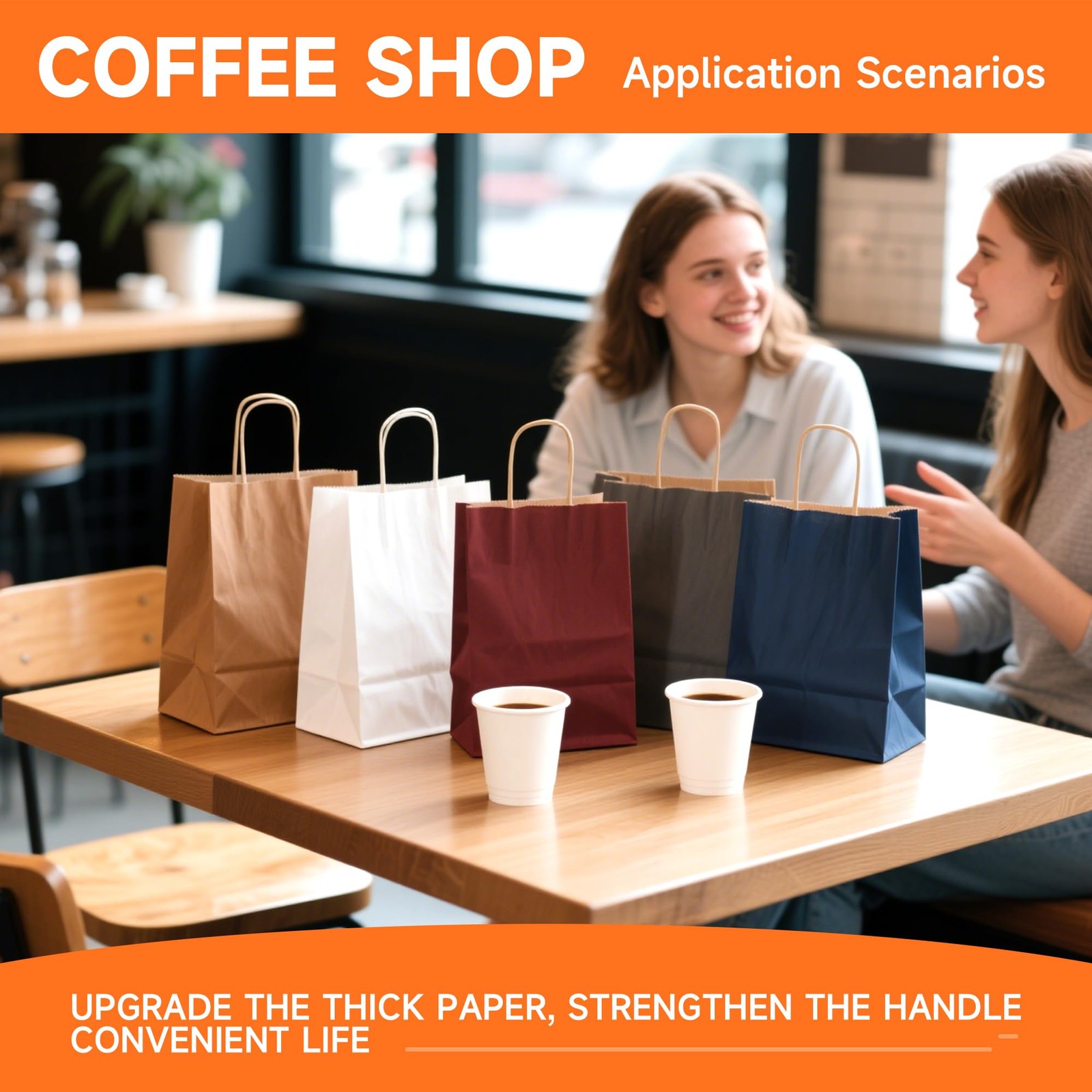 METAPRINT Brown Paper Gift Bags with Handles in 1 count (Pack of 100),