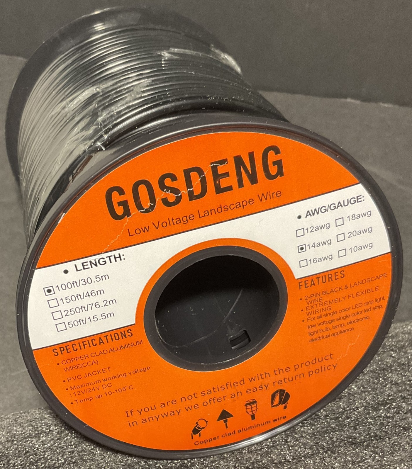 Gosdeng 14awg Low Voltage Landscape Wire 100ft/30.5m – Brand New