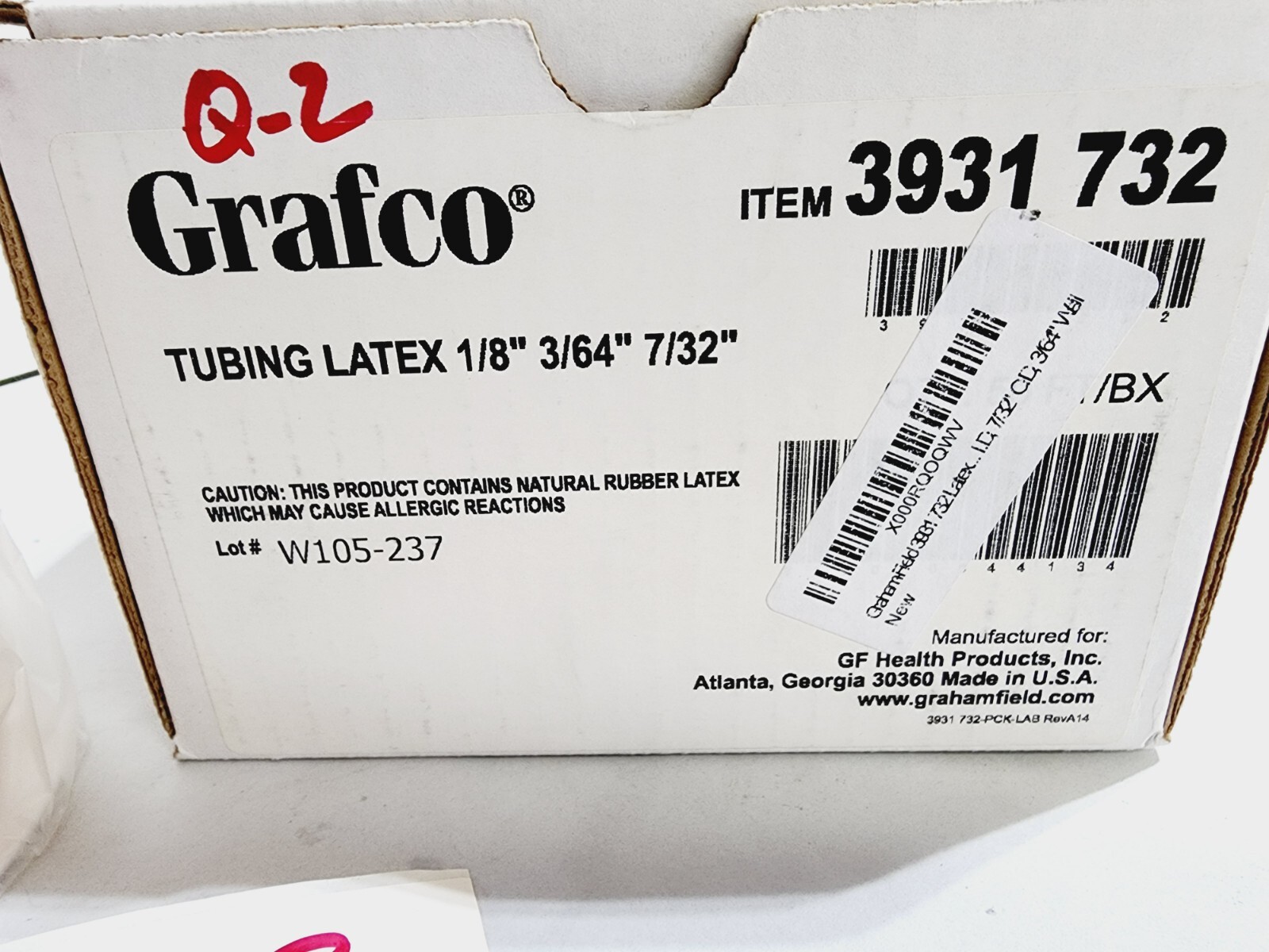 50′ Length- Grafco 3931-732 Latex Tubing 1/8″, 3/64″, 7/32″ Natural Rubber Latex