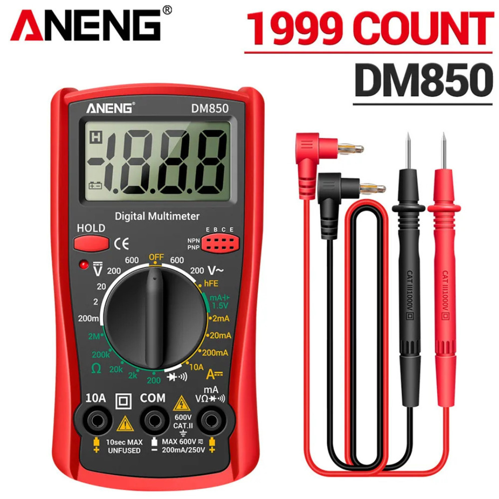 LCD Digital Multimeter Voltmeter Ammeter Ohmmeter Volt AC DC Tester Leads Meter