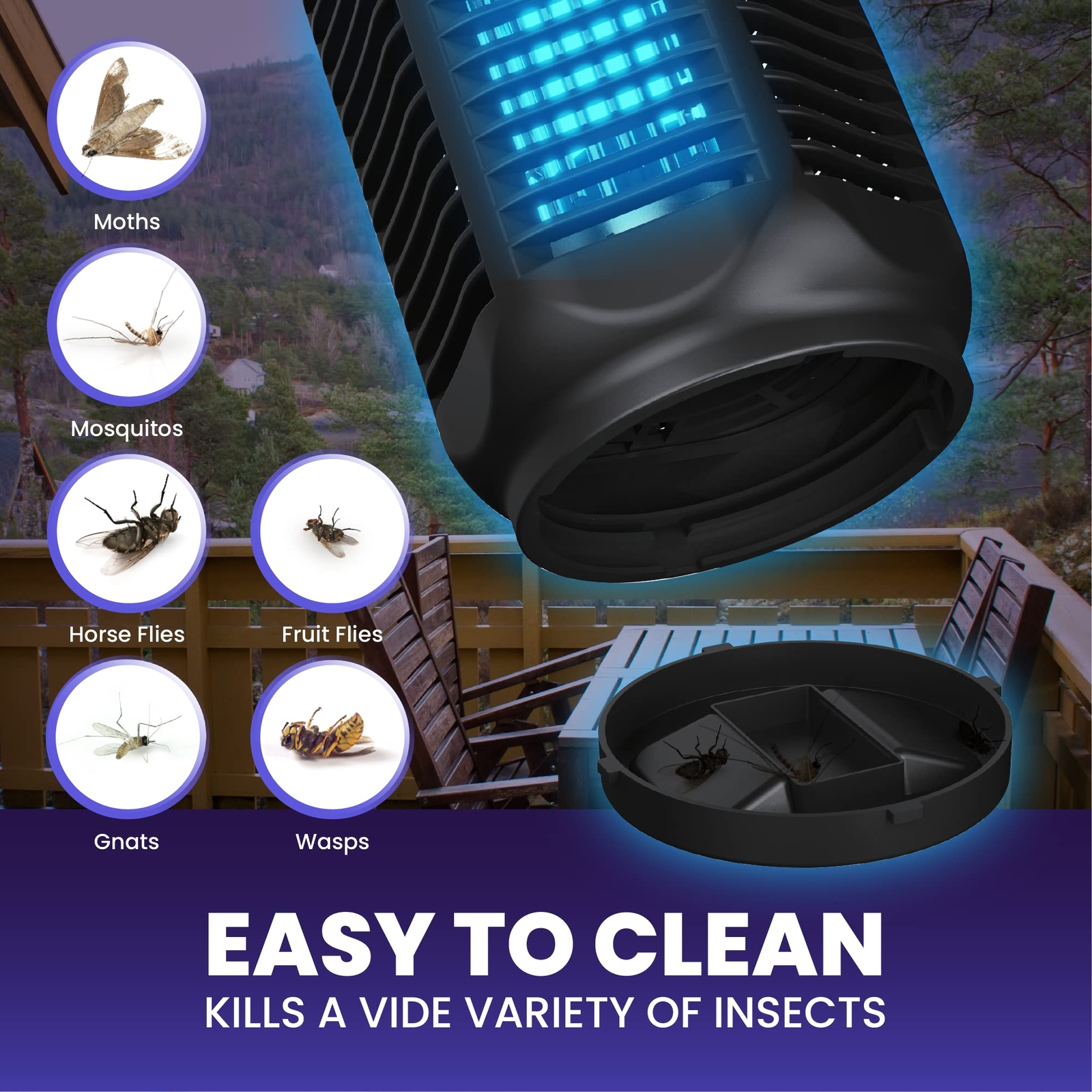LiBa Electric Bug Zapper – Powerful 4000V Grid, Indoor & Outdoor Insect Killer w