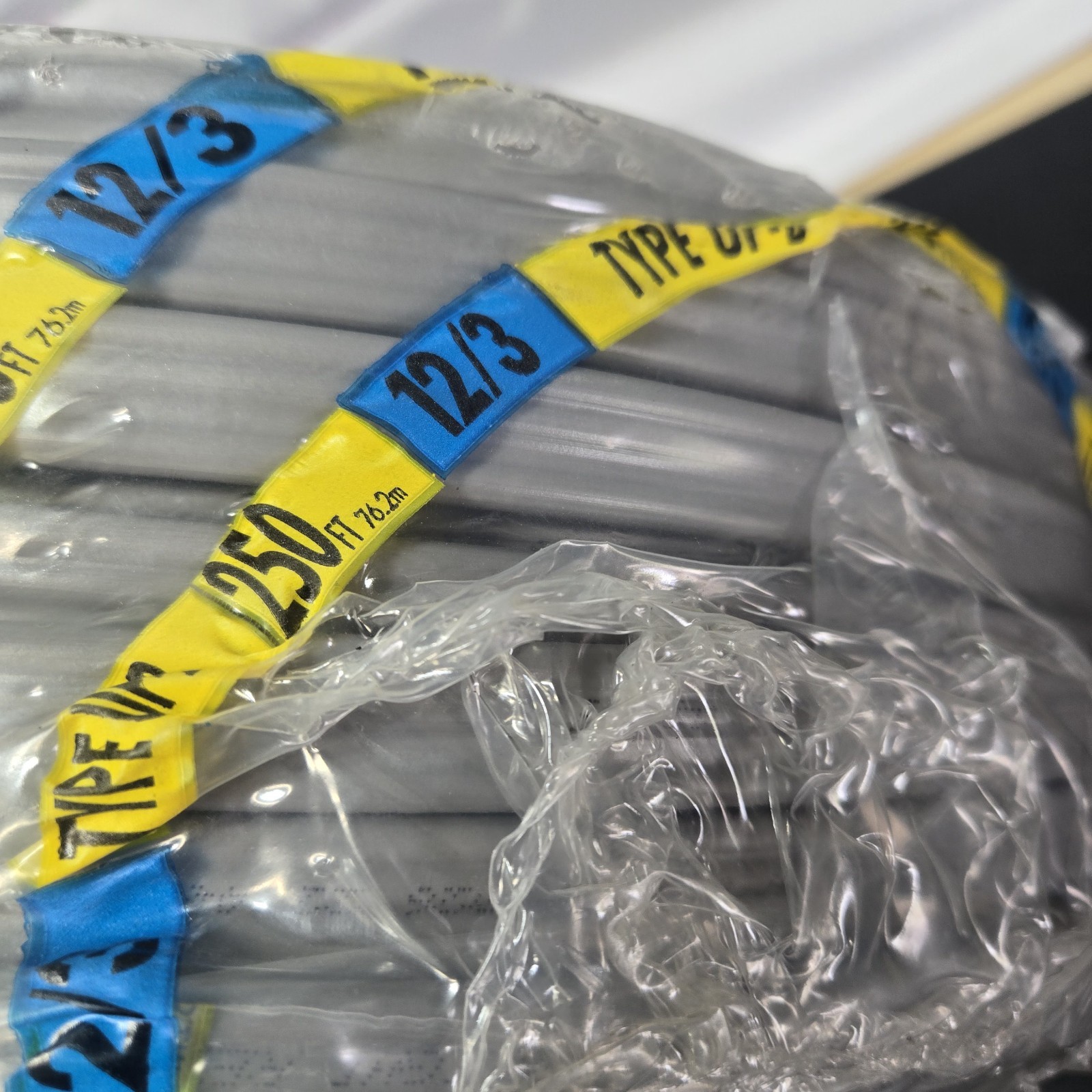 250 Feet 12/3 with Ground UF-B (Direct Burial) outdoor wire 600 volts RoHS compl