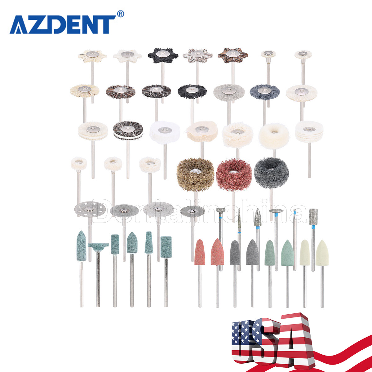 51pcs Dental Lab HP Polishing Burs Kit Dia.2.35mm For Composite Ceramic Polish