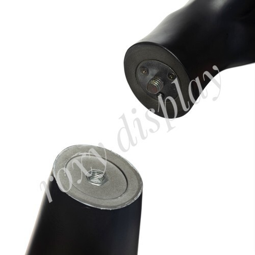 Adult Male Matte Black Plastic Mannequin Torso Egg Head with Base