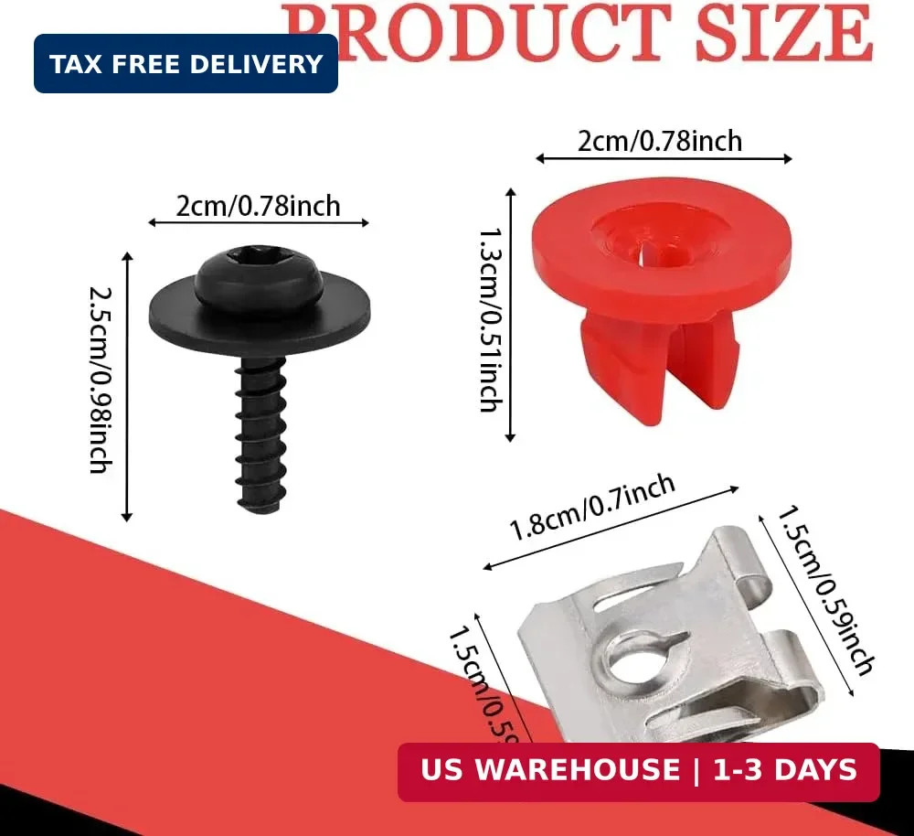10 Sets T30 Engine Splash Shield Guard Undertray Cover Screws Bolt Nut Clip Kit,