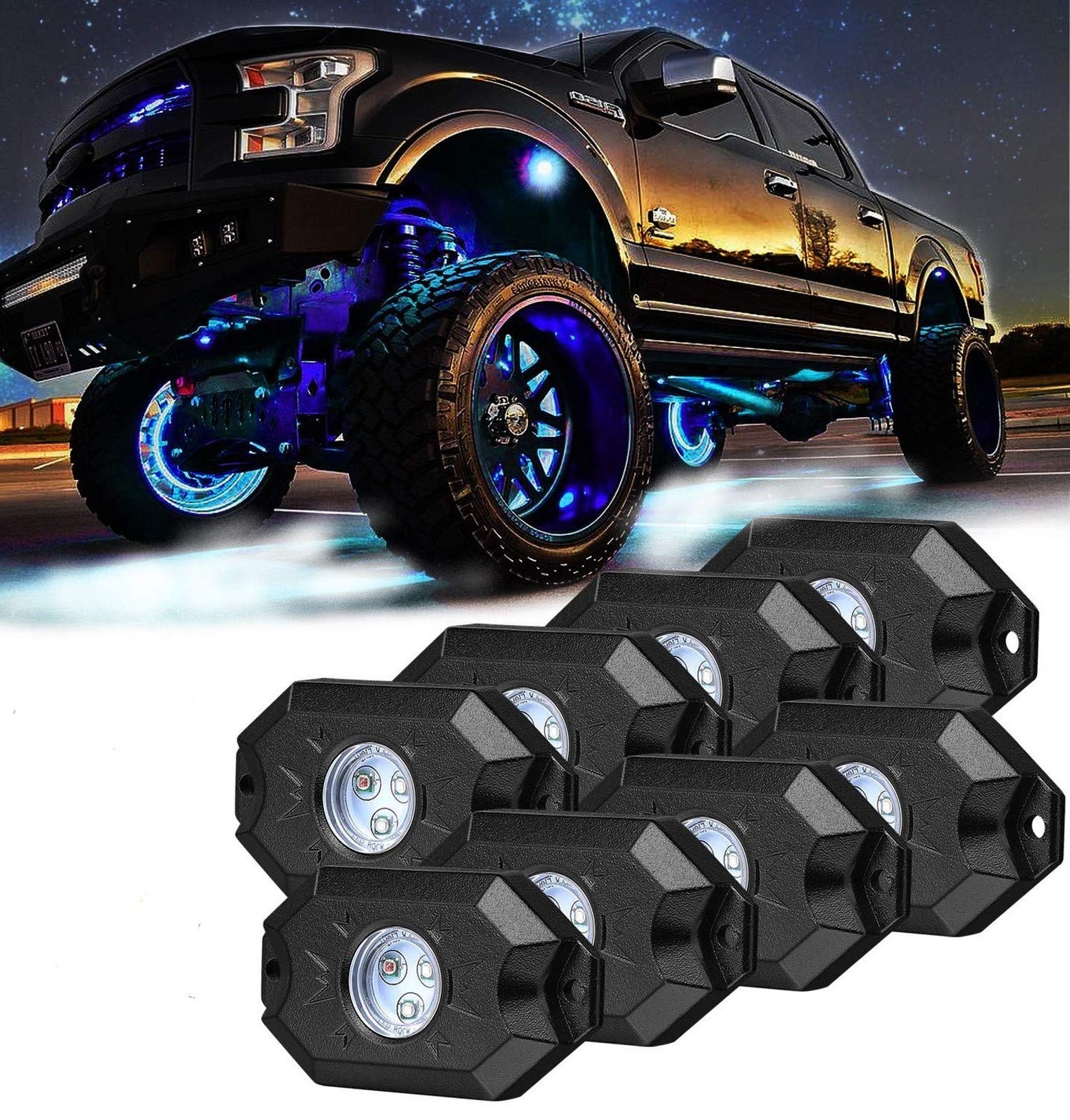 8 pc White Heavy Duty Rock Lights Undercarriage, Bed Light,Exterior Interior,…