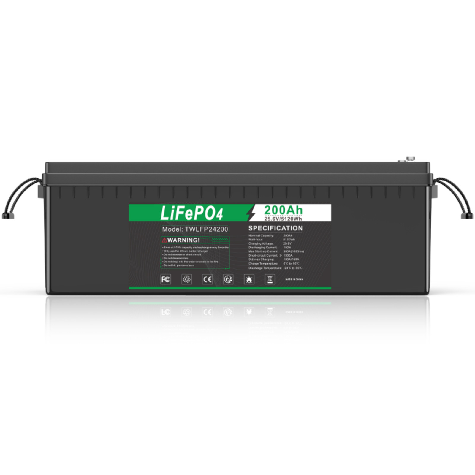 24V 100Ah LiFePO4 Lithium Battery Cycle Deep Built-in BMS for Solar RV Off-grid