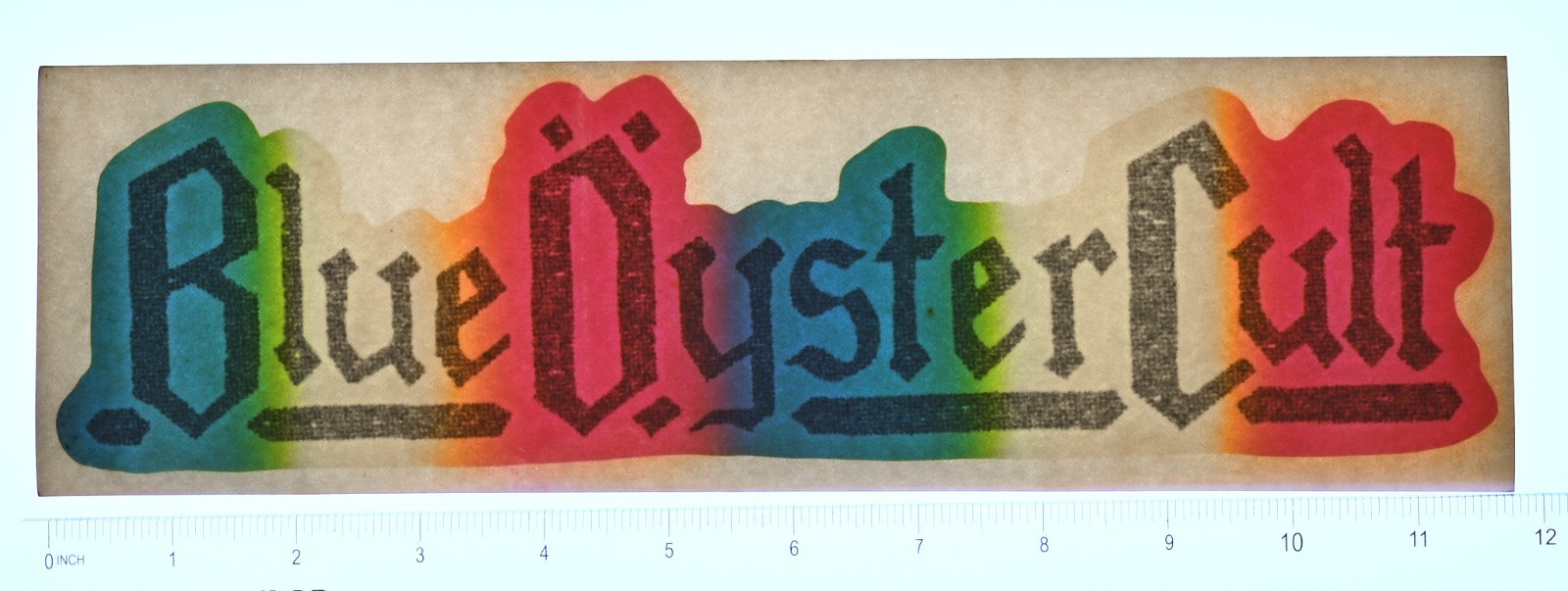 Original VINTAGE 1970s Heat Transfer | Blue Öyster Cult Rainbow Glitter