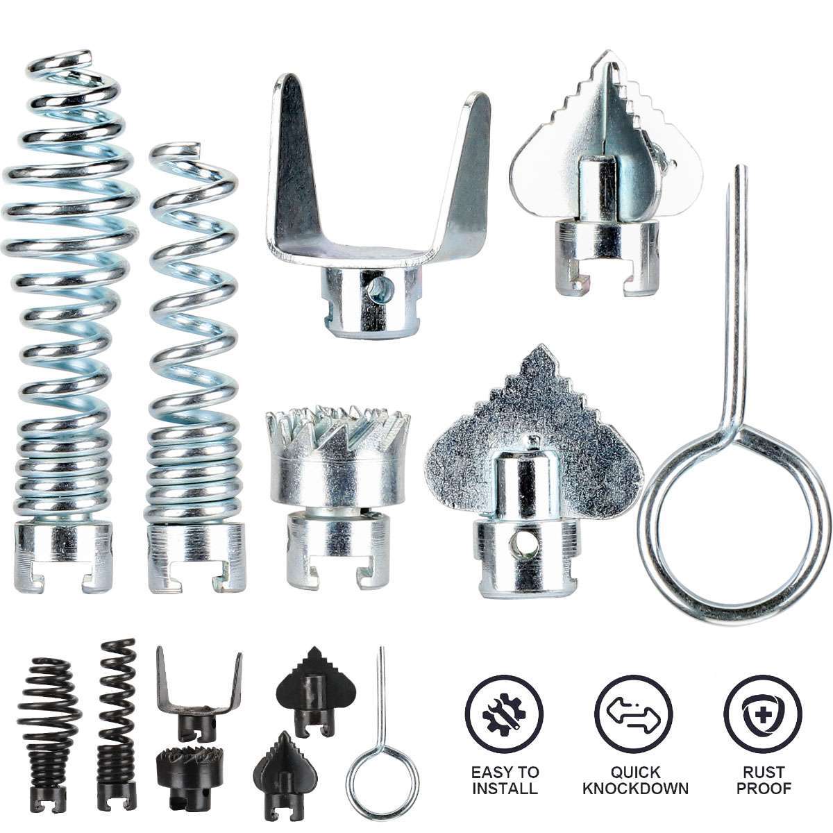 14 Cutter Set Drain Cleaner Plumbing Snake Tool Cable Auger Clog Sewer Unblocker