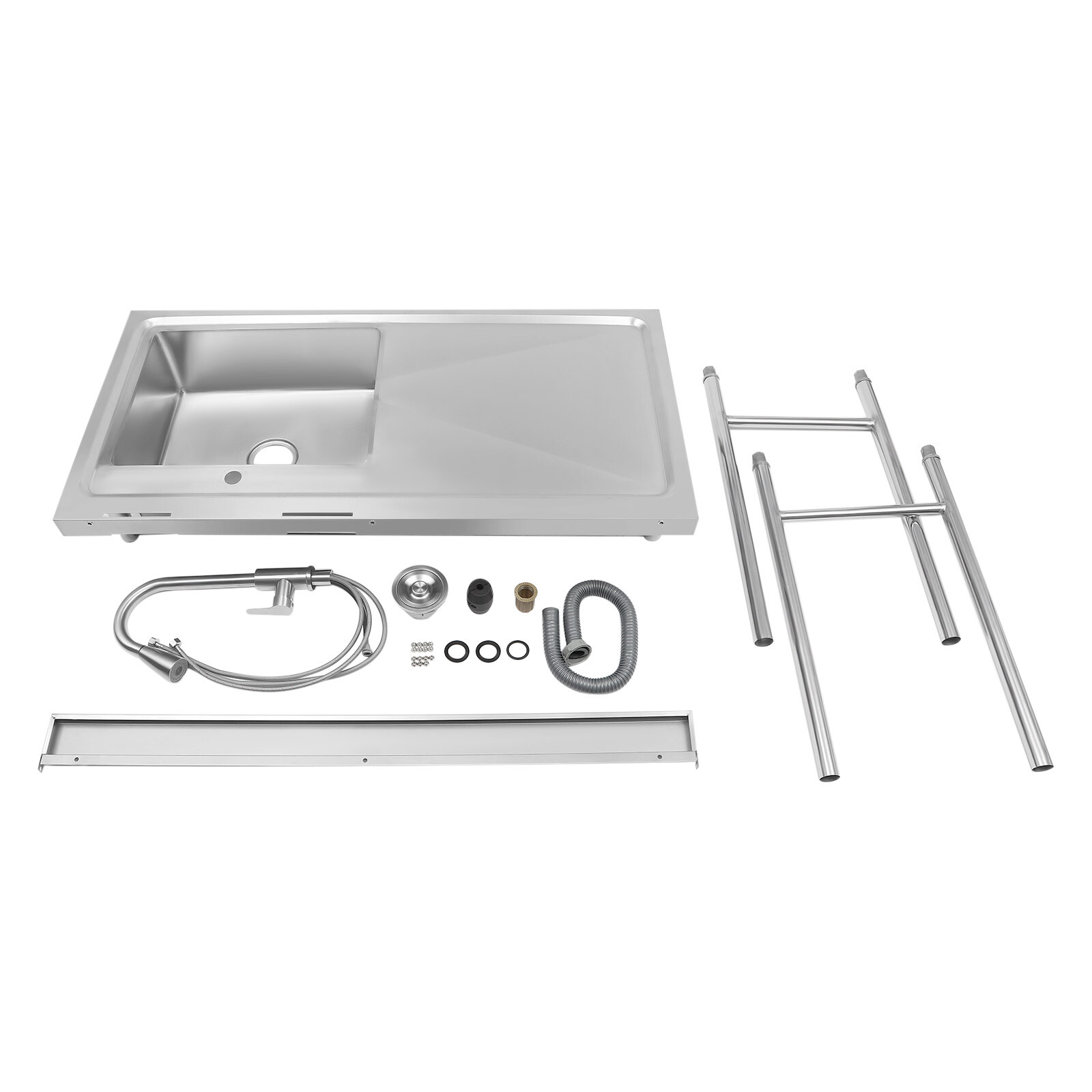 1 Compartment Kitchen Sink Prep Table w/ 360°Faucet Commercial Stainless Steel