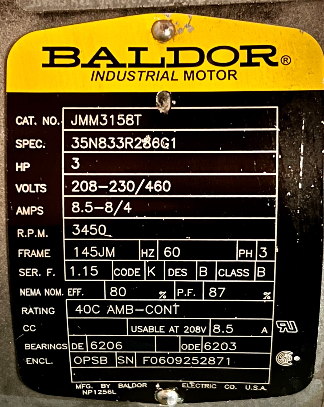 Scot Motorpump 17 Centrifugal Pump, 2 X 2, SC3040K173W.C 3 HP Baldor Motor