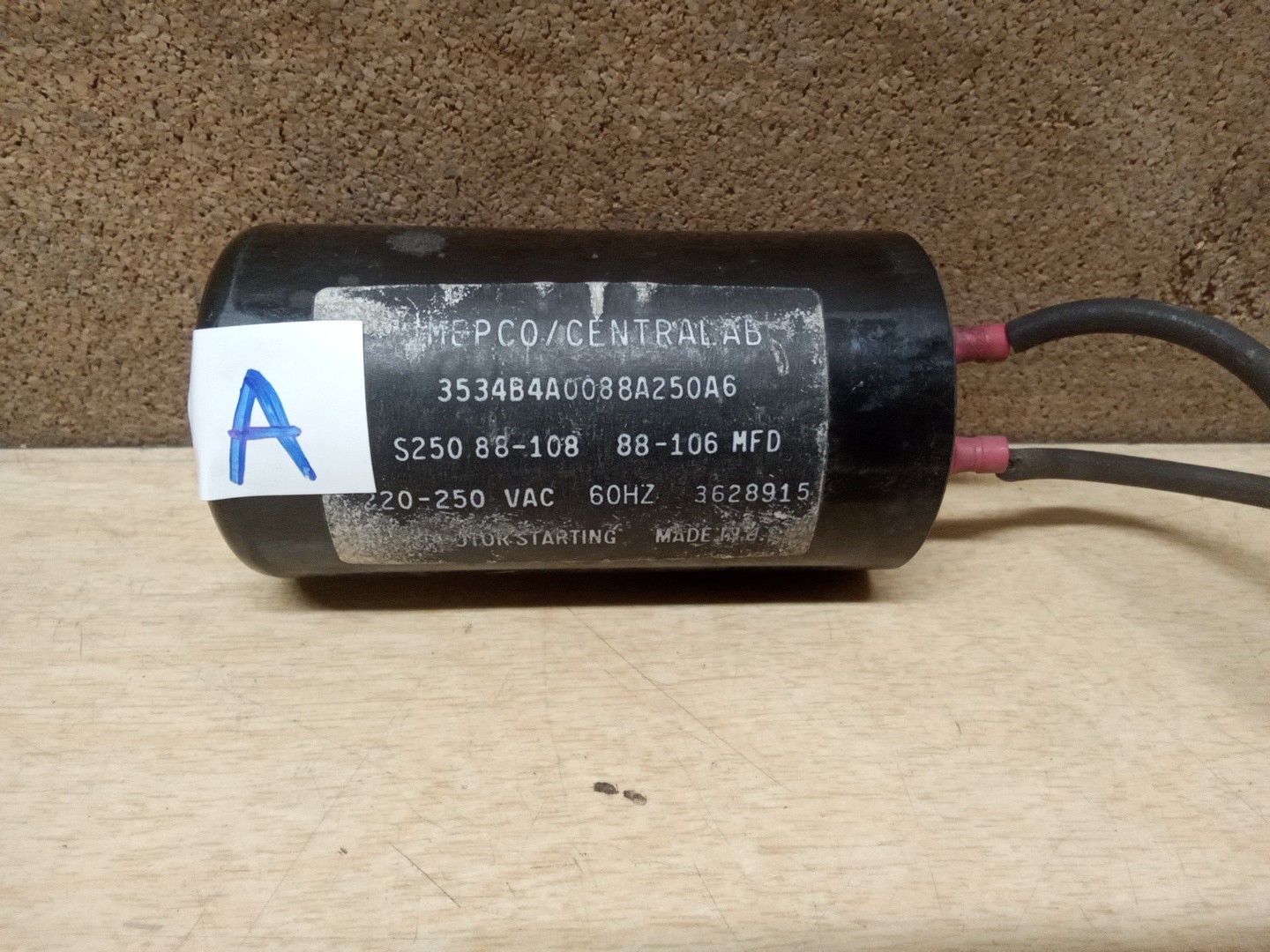 Mepco/Centralab 3534B4A0088A250A6 S250 88-108 88-106 MFD Capacitor