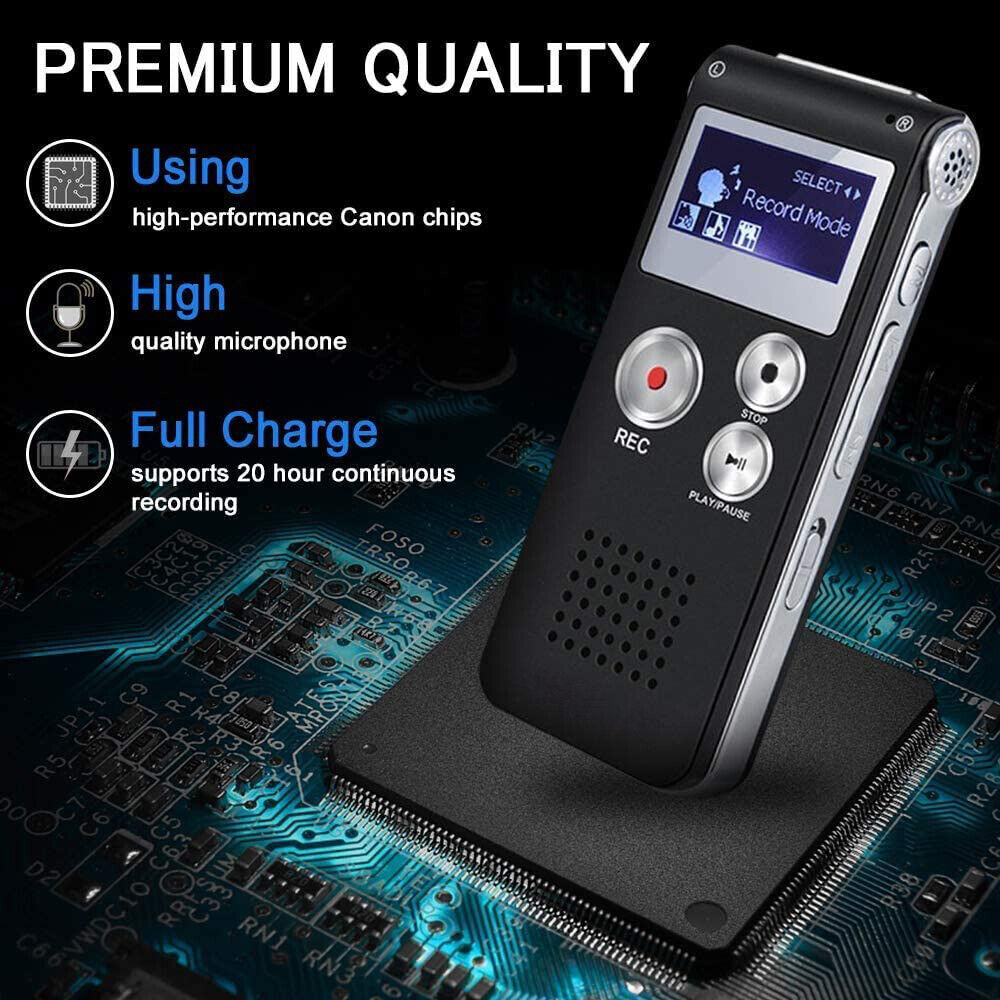 Digital Voice Recorder Dictaphone Mp3 Mini Pocket Audio Recorder Mic Lecture US