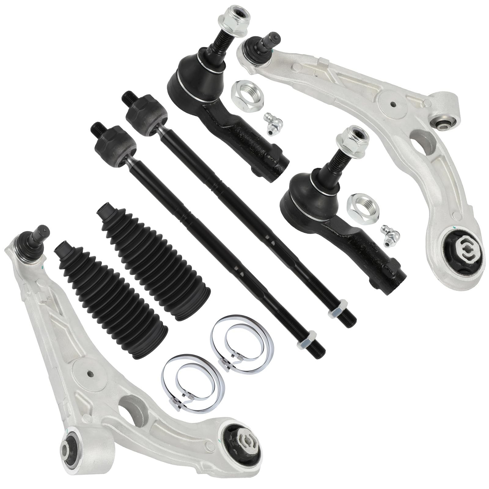 8pcs Front Suspension Kit Lower Control Arm w/ Ball Joint Tie Rod Boot 2015-2017