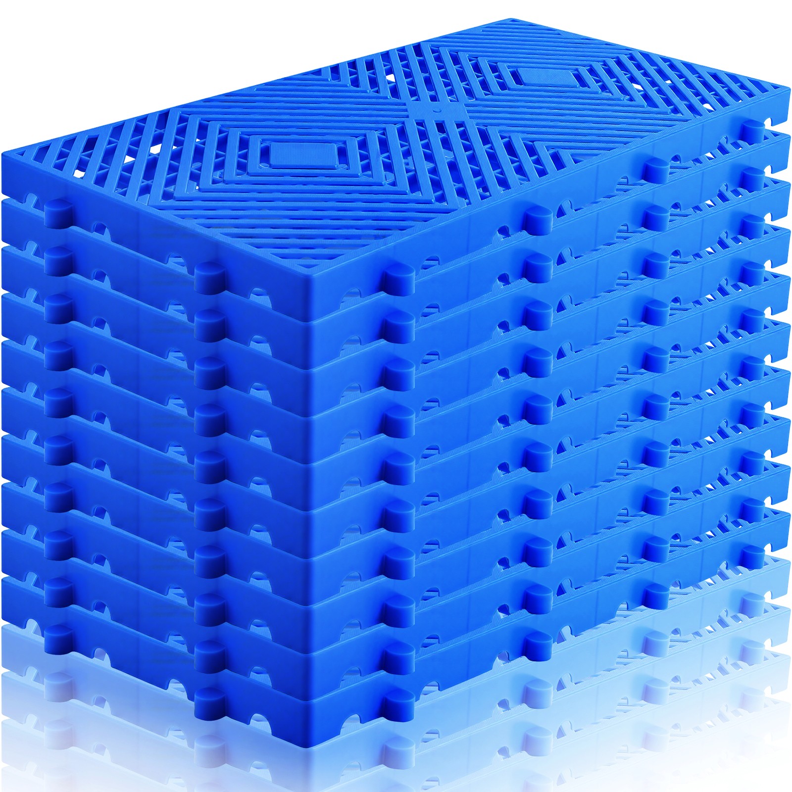 10 HDPE Nestable Plastic Pallets Waterproof Storage Grid Pad for Basement Garage