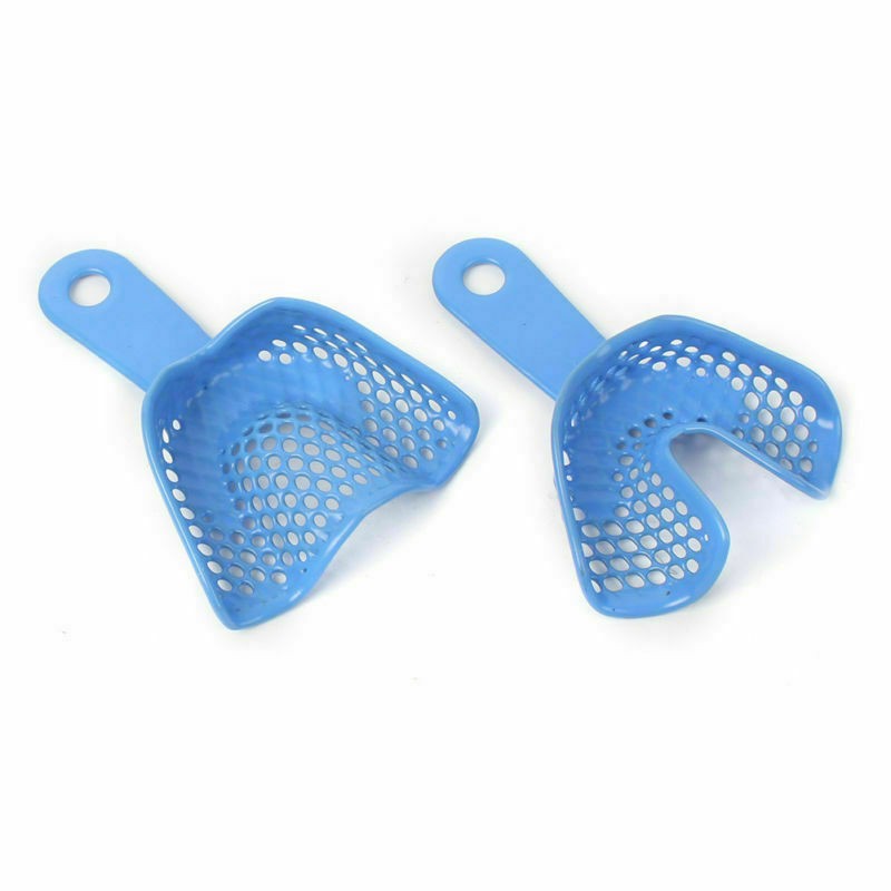 Dental Autoclavable Plastic Steel Impression Trays Denture Blue L/M/S/Q/A Opt