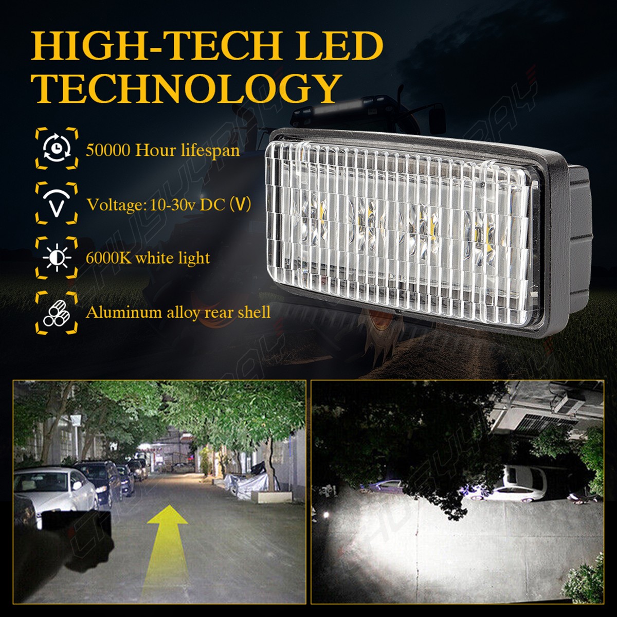 (4) LED Upper Cab Light For Deere 6000 Series: 6200, 6300, 6400, 6500