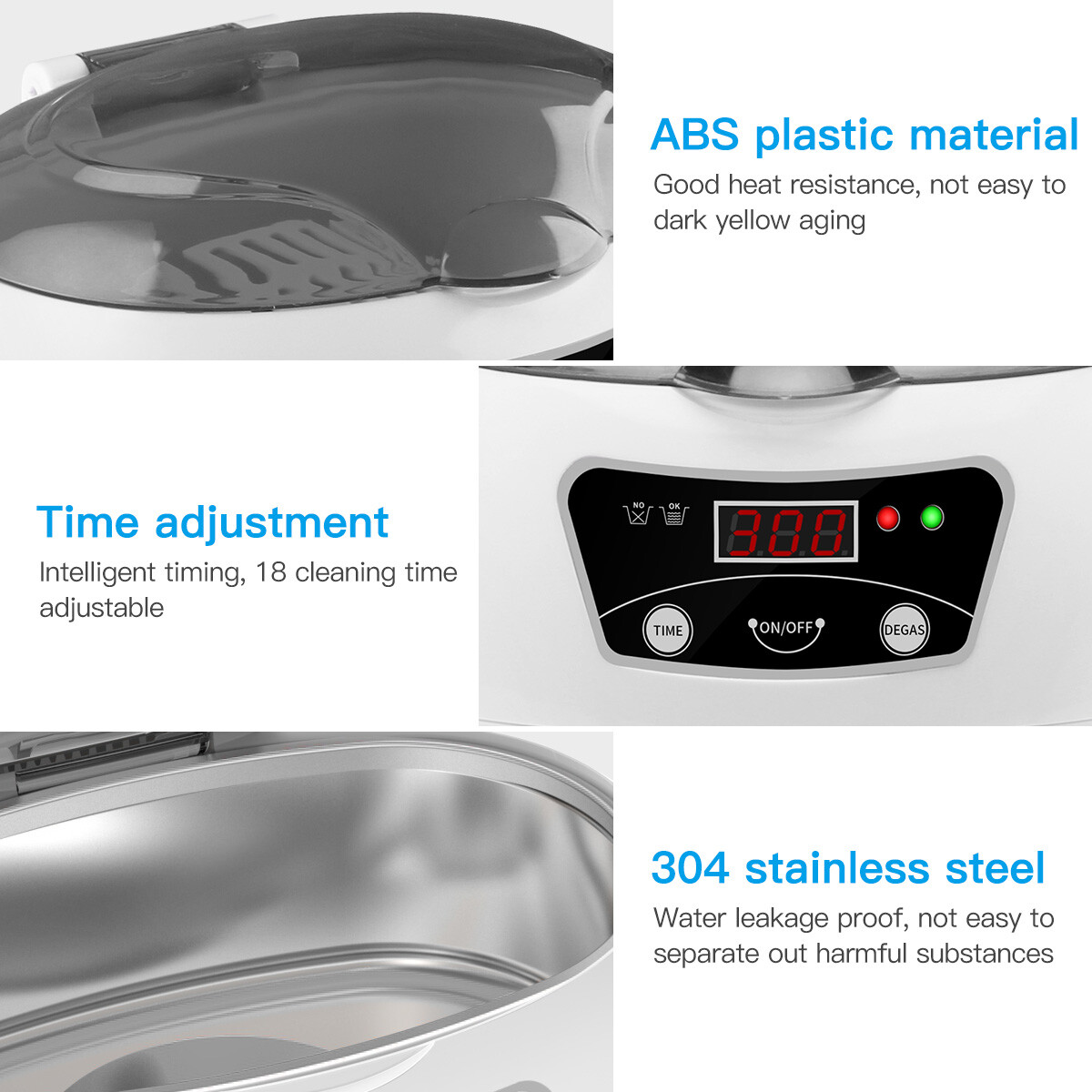 600ML Ultrasonic Cleaner Wave Cleaning Jewellery Polishing Machine Tank Timer US