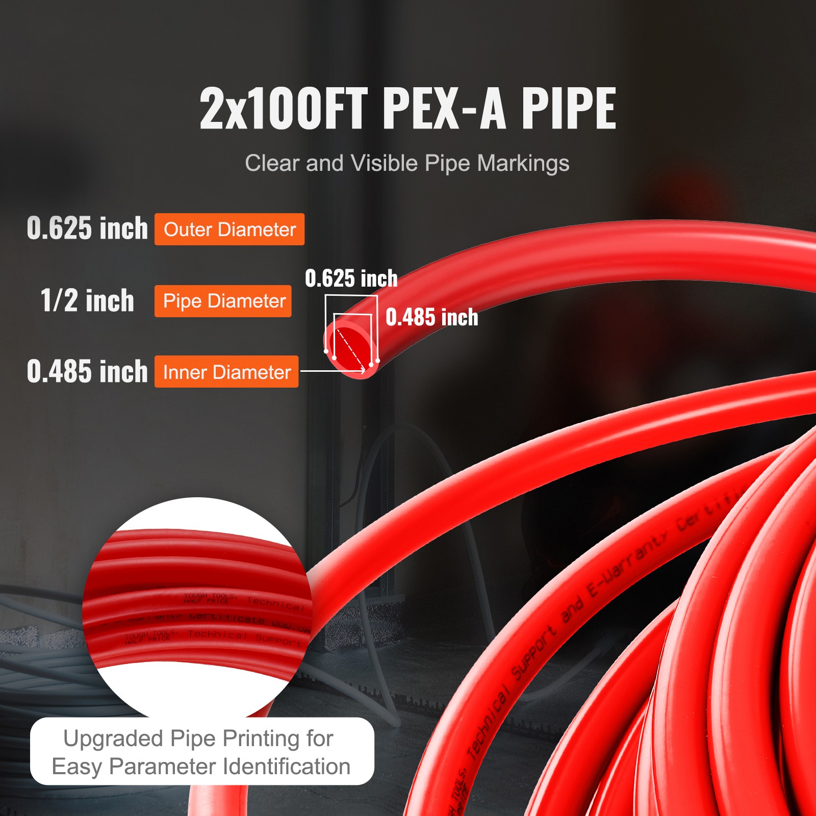 VEVOR 1/2” 2x100ft Blue & Red PEX-A Tubing/Pipe for Potable Water with Cutter