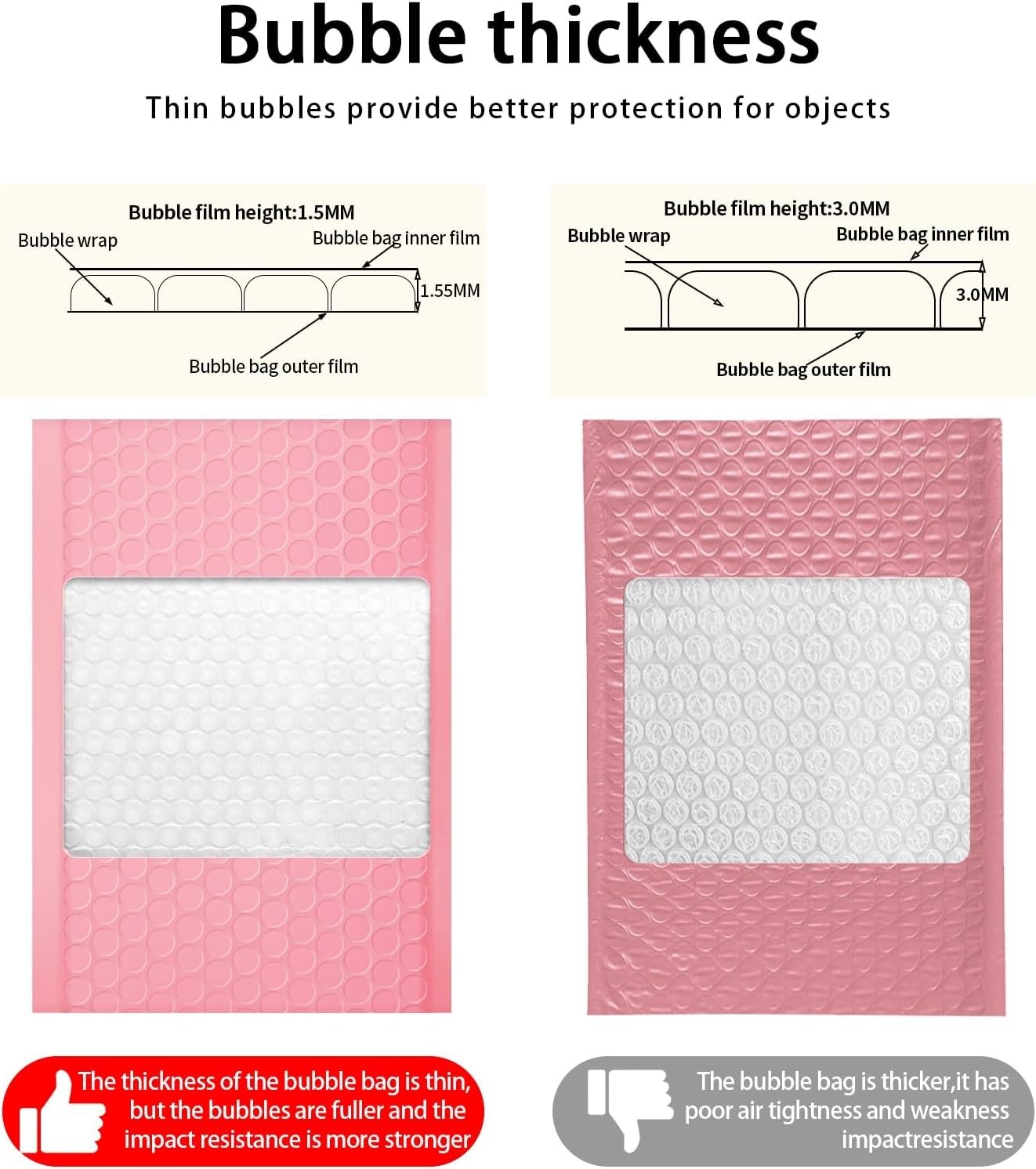 Pink Bubble Mailers, 4×7 In, Pack of 100 – Waterproof Self-Seal Envelopes