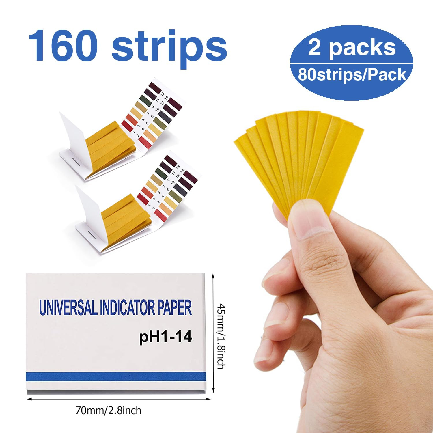 2 Pack pH Test Strips 160 Strips Universal 1-14 Litmus Paper Water Soil